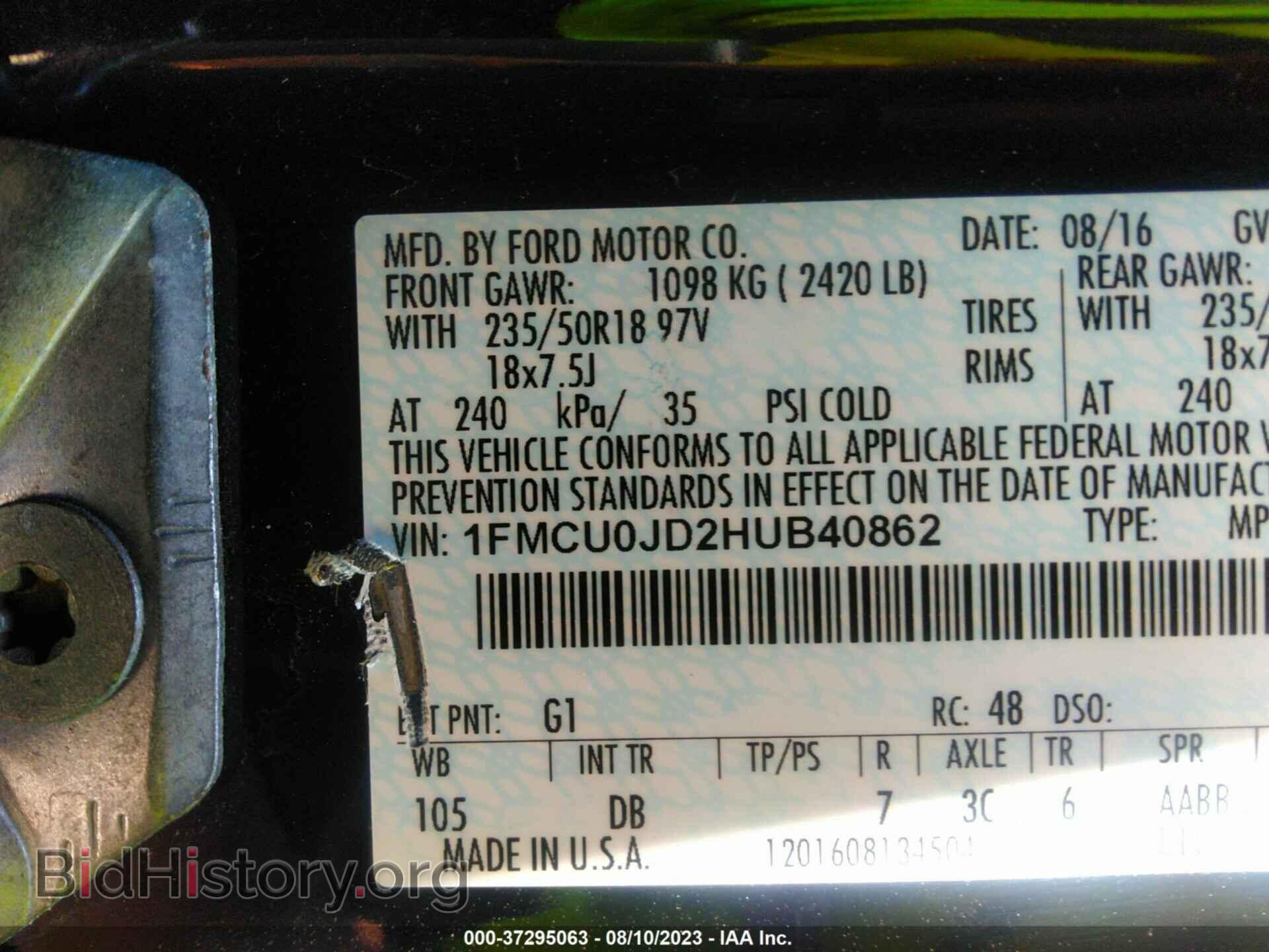 2017 FORD ESCAPE - VIN: 1FMCU0JD2HUB40862 - Photo 9