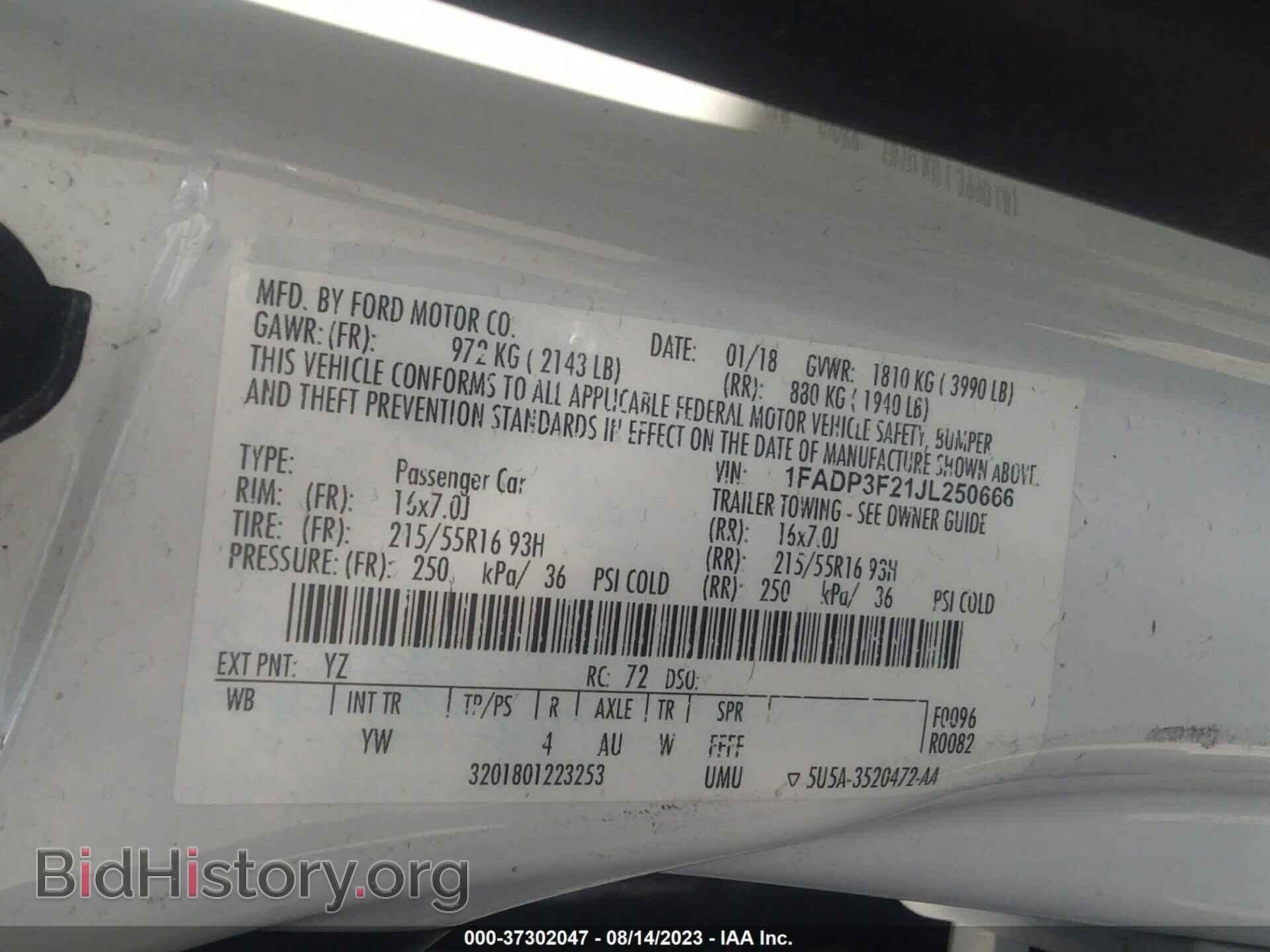 2018 FORD FOCUS - VIN: 1FADP3F21JL250666 - Фото 9