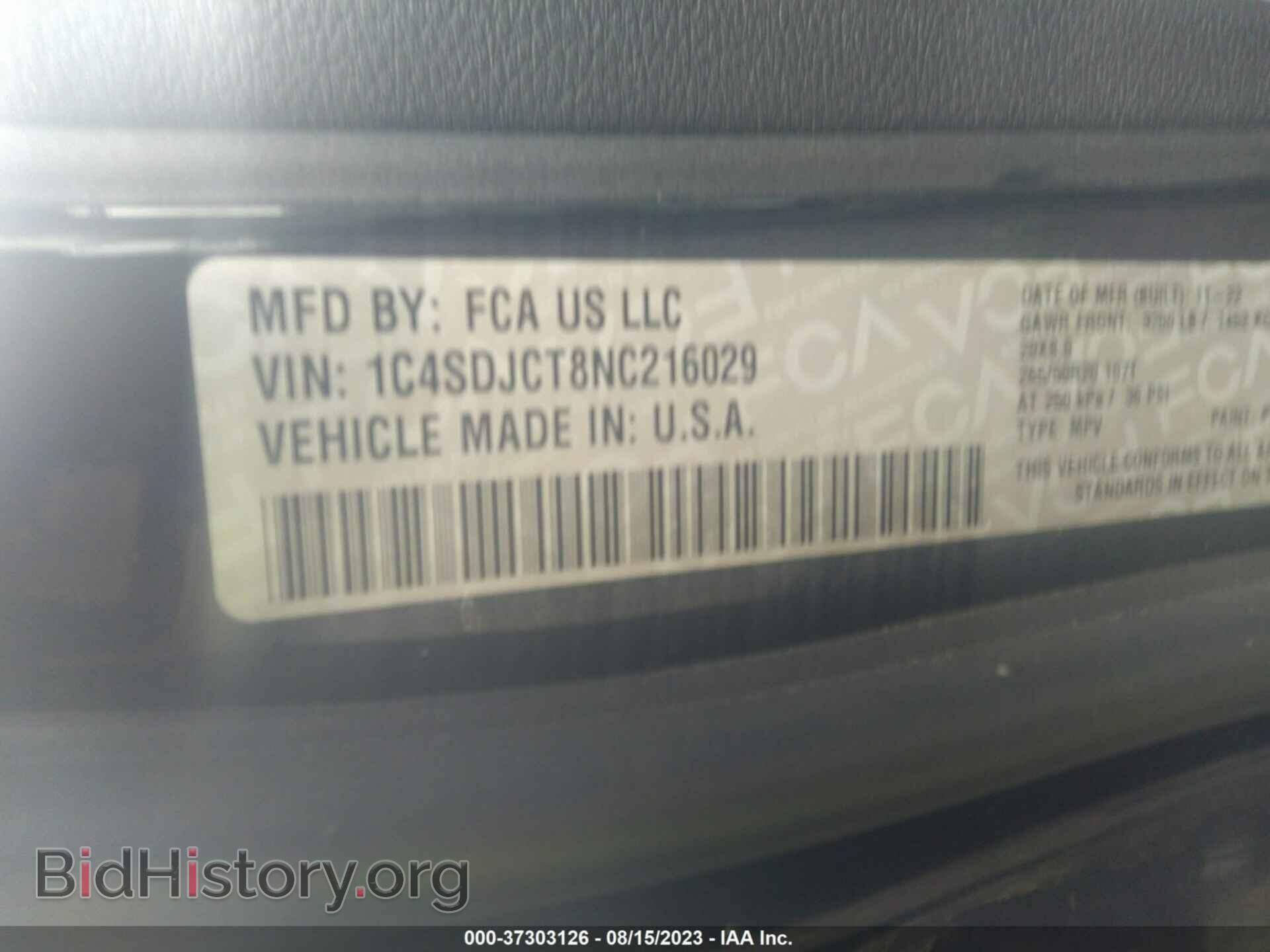 2022 DODGE DURANGO - VIN: 1C4SDJCT8NC216029 - Photo 9