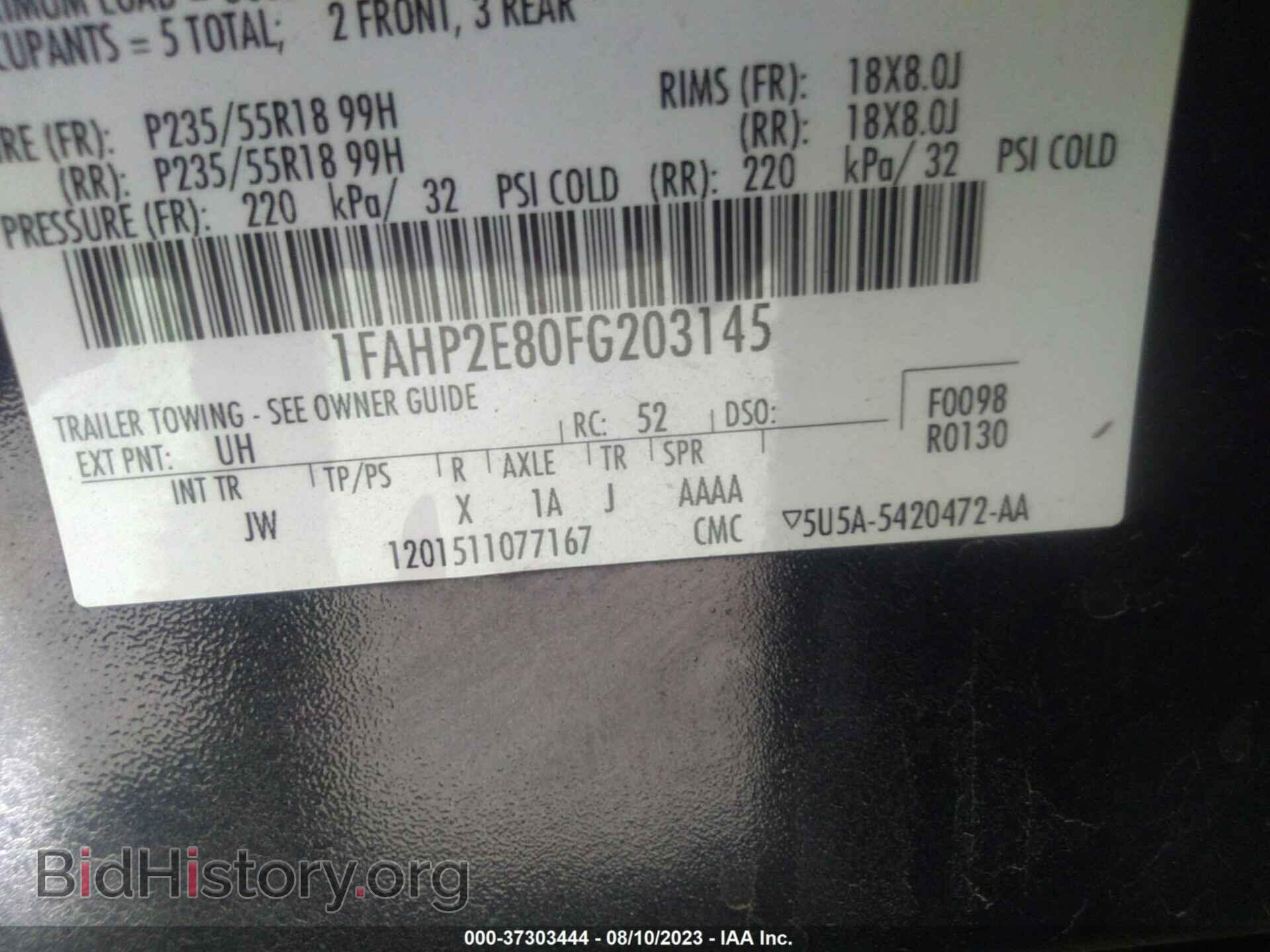 2015 FORD TAURUS - VIN: 1FAHP2E80FG203145 - Photo 9
