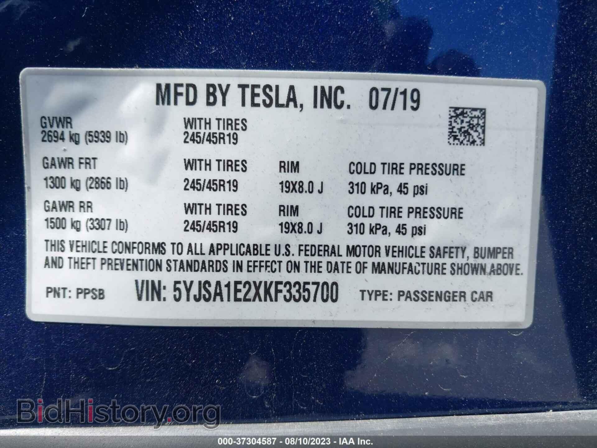 2019 TESLA MODEL S - VIN: 5YJSA1E2XKF335700 - Photo 9