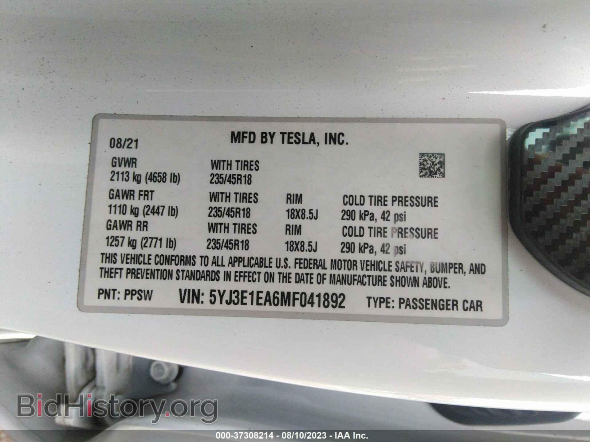 2021 TESLA MODEL 3 - VIN: 5YJ3E1EA6MF041892 - Photo 9
