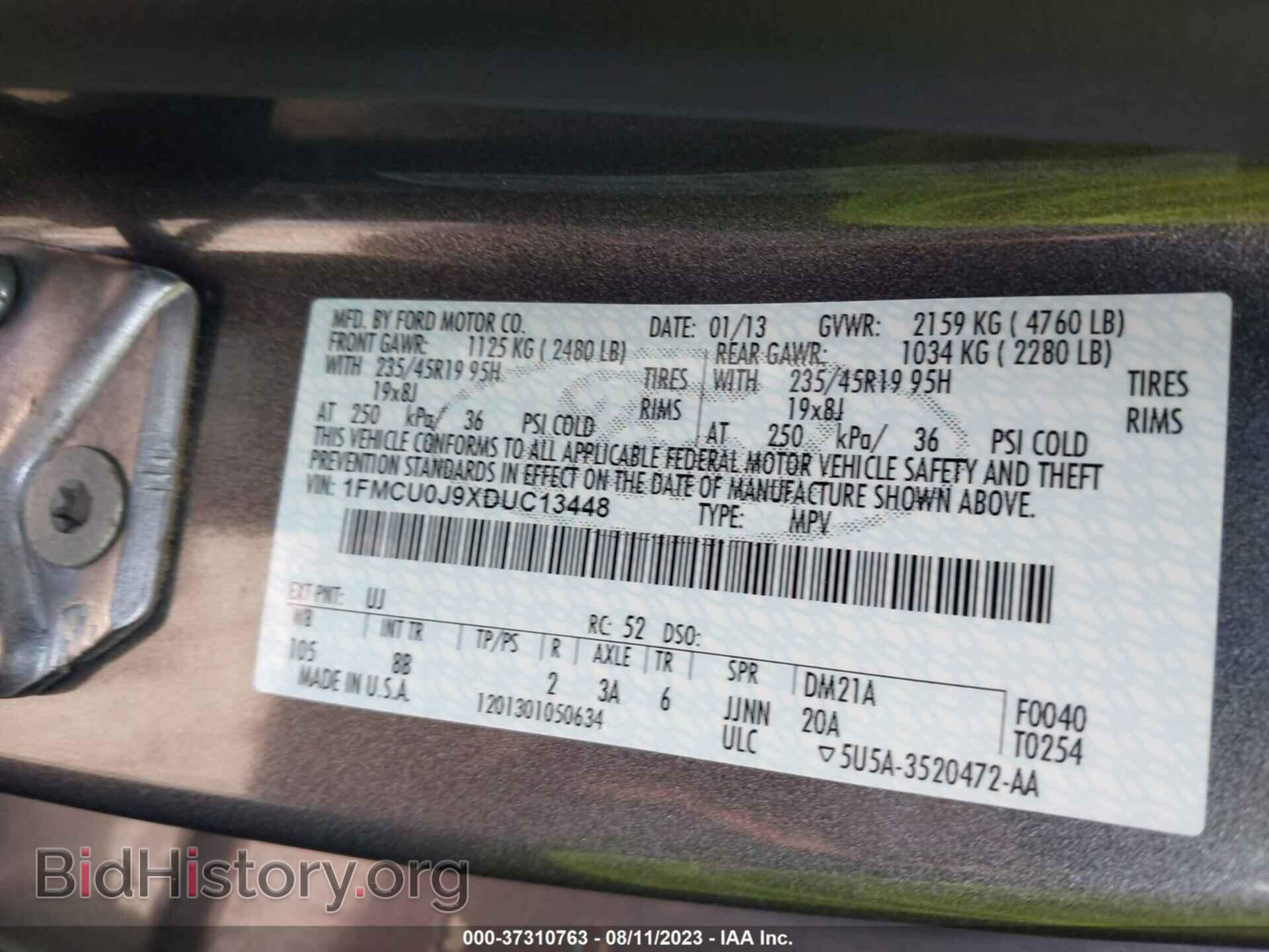 2013 FORD ESCAPE - VIN: 1FMCU0J9XDUC13448 - Photo 9