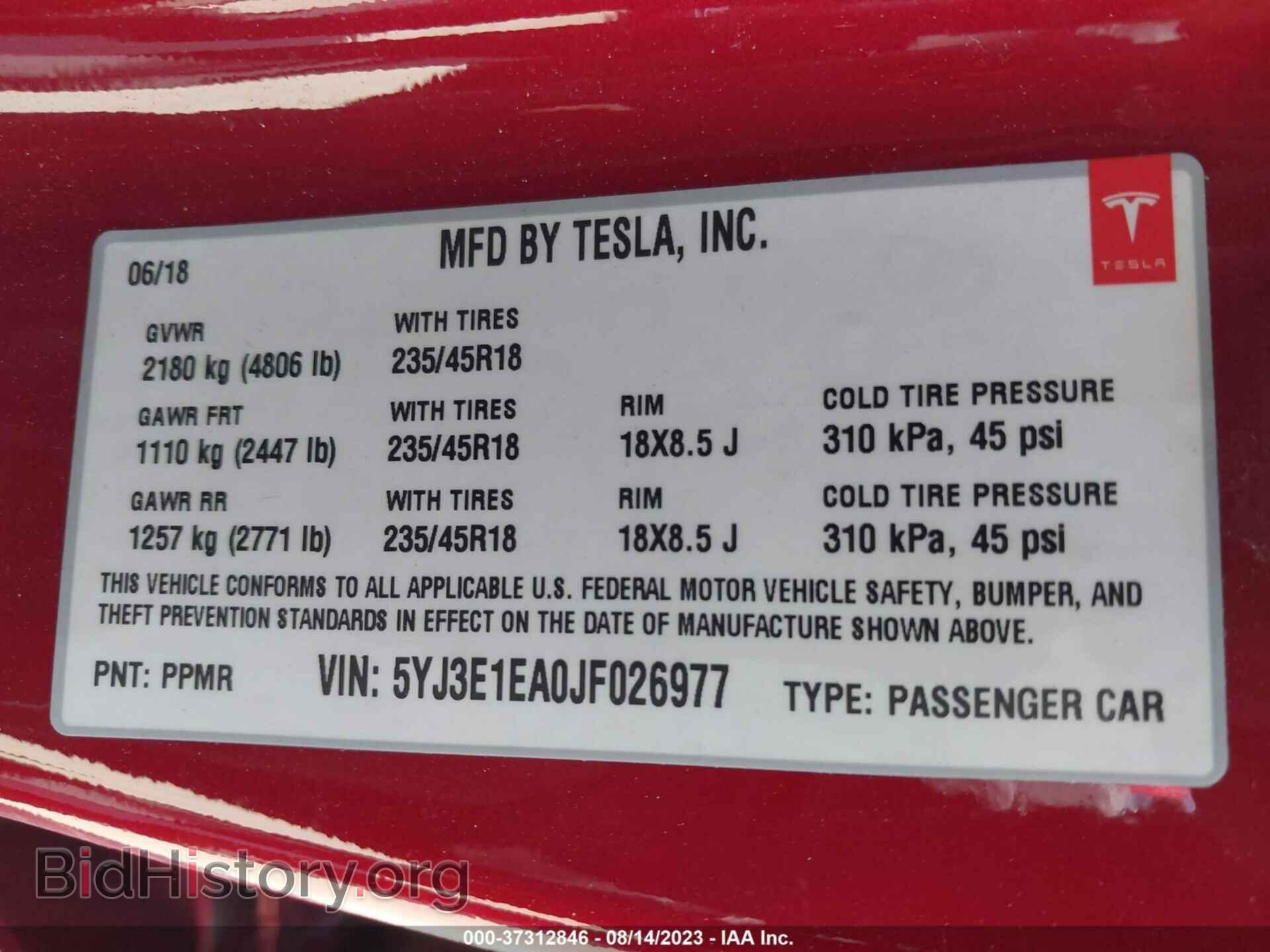 2018 TESLA MODEL 3 - VIN: 5YJ3E1EA0JF026977 - Фото 8