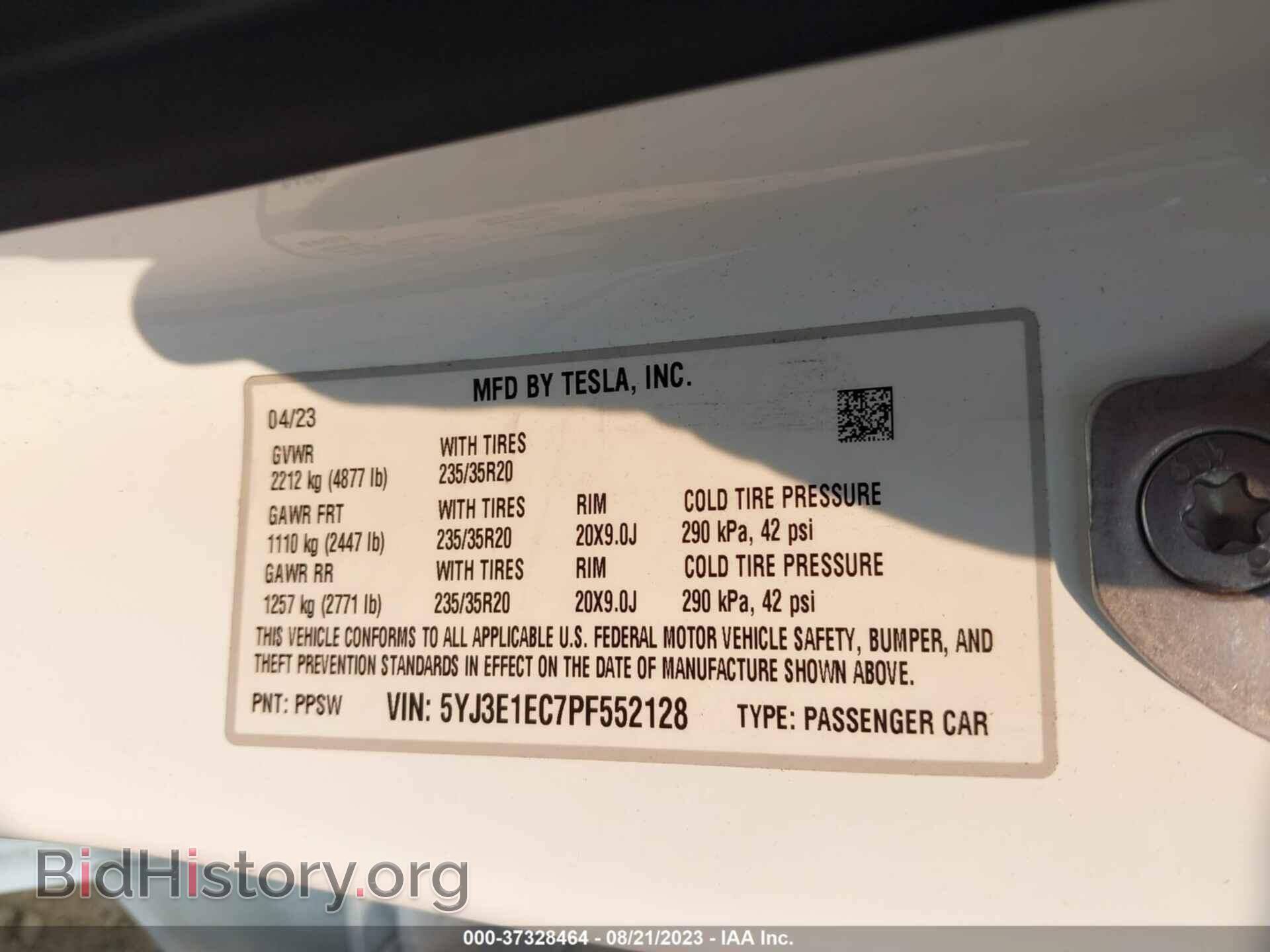 2023 TESLA MODEL 3 - VIN: 5YJ3E1EC7PF552128 - Фото 9
