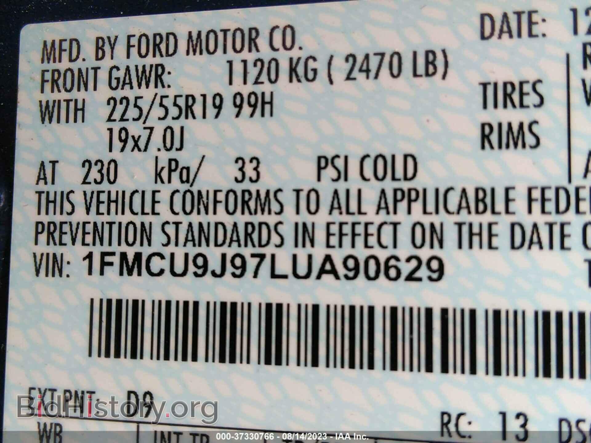 2020 FORD ESCAPE - VIN: 1FMCU9J97LUA90629 - Фото 9
