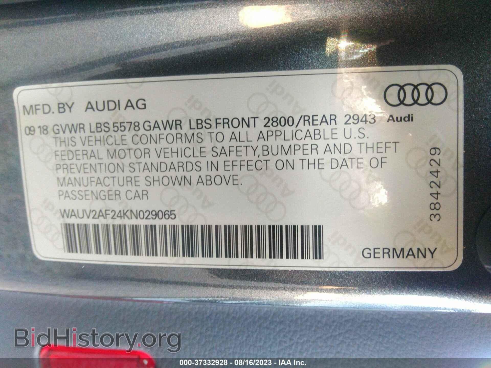 2019 AUDI A7 - VIN: WAUV2AF24KN029065 - Фото 9