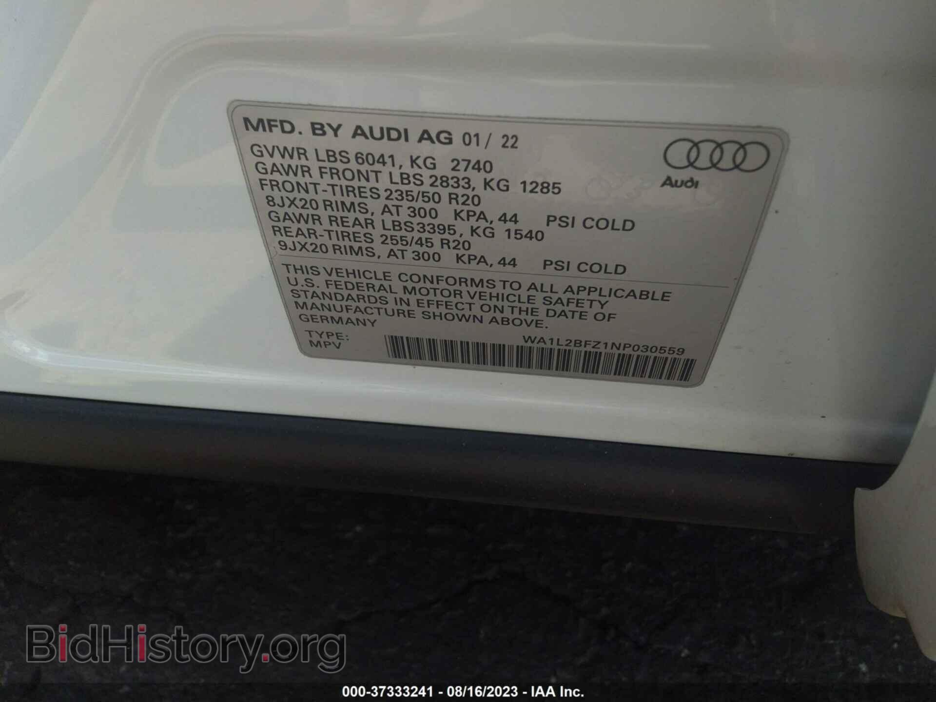 2022 AUDI Q4 E-TRON - VIN: WA1L2BFZ1NP030559 - Фото 9