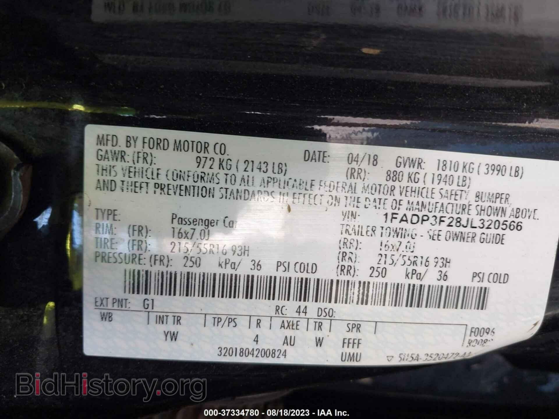 2018 FORD FOCUS - VIN: 1FADP3F28JL320566 - Фото 9