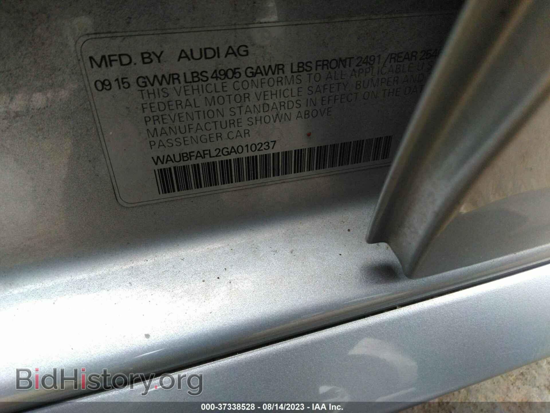 2016 AUDI A4 - VIN: WAUBFAFL2GA010237 - Фото 9