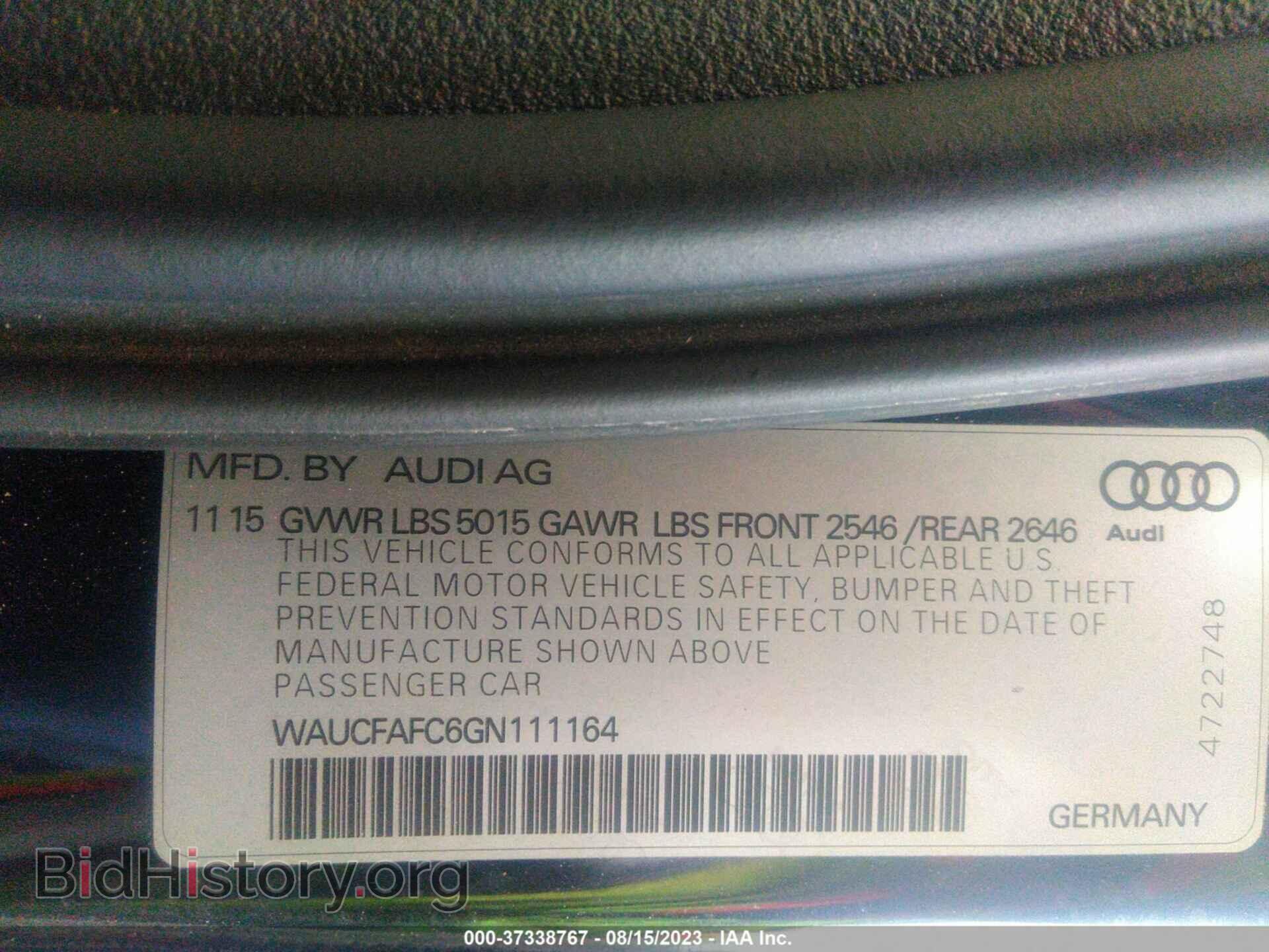 2016 AUDI A6 - VIN: WAUCFAFC6GN111164 - Фото 9