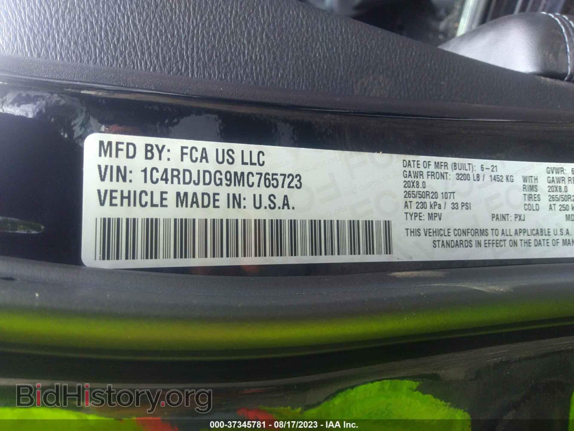 2021 DODGE DURANGO - VIN: 1C4RDJDG9MC765723 - Photo 9