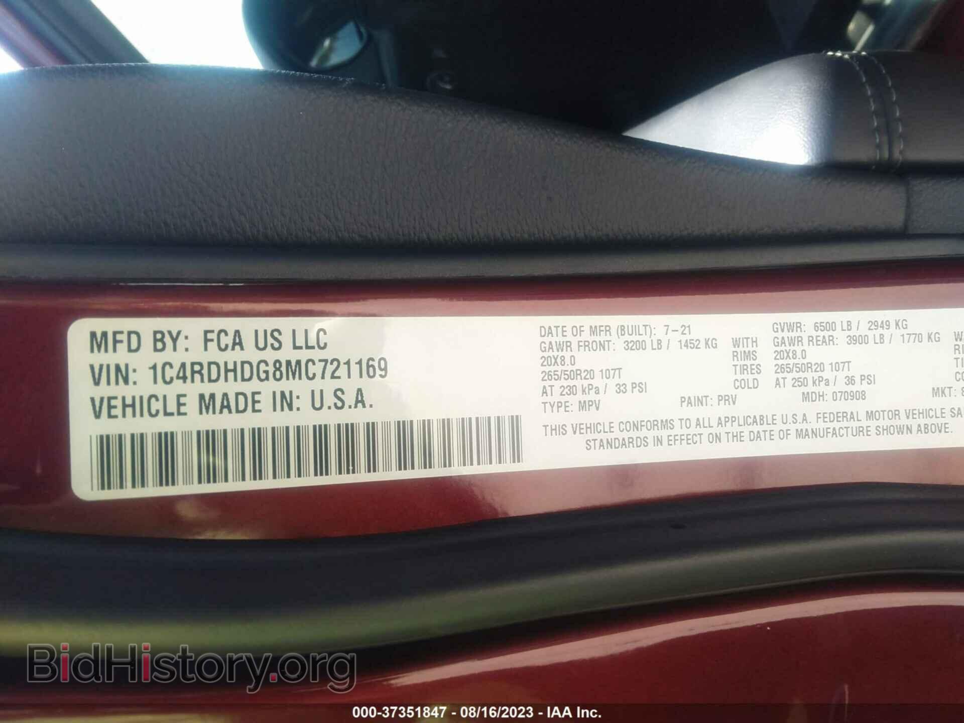 2021 DODGE DURANGO - VIN: 1C4RDHDG8MC721169 - Photo 9