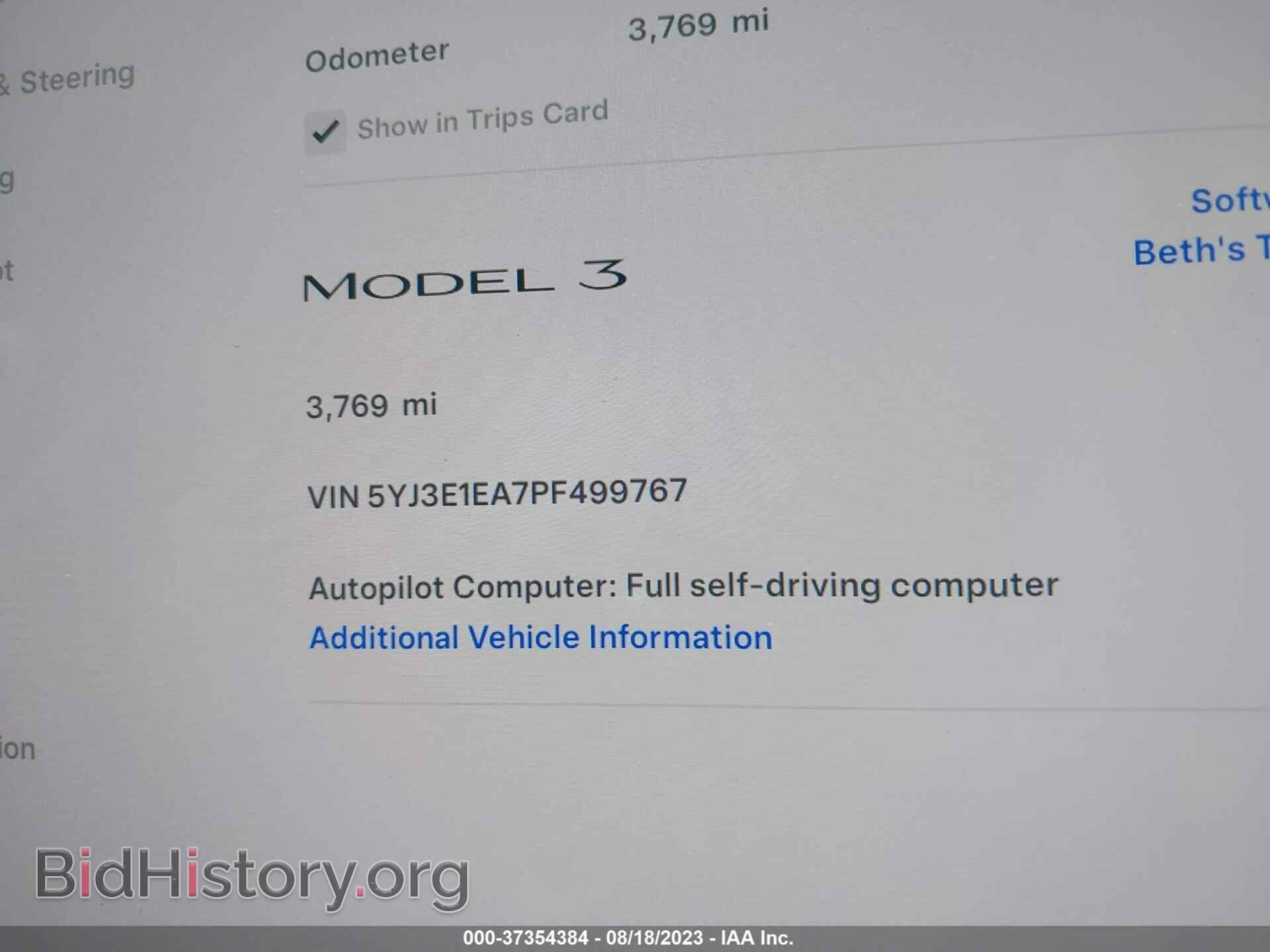 2023 TESLA MODEL 3 - VIN: 5YJ3E1EA7PF499767 - Photo 7