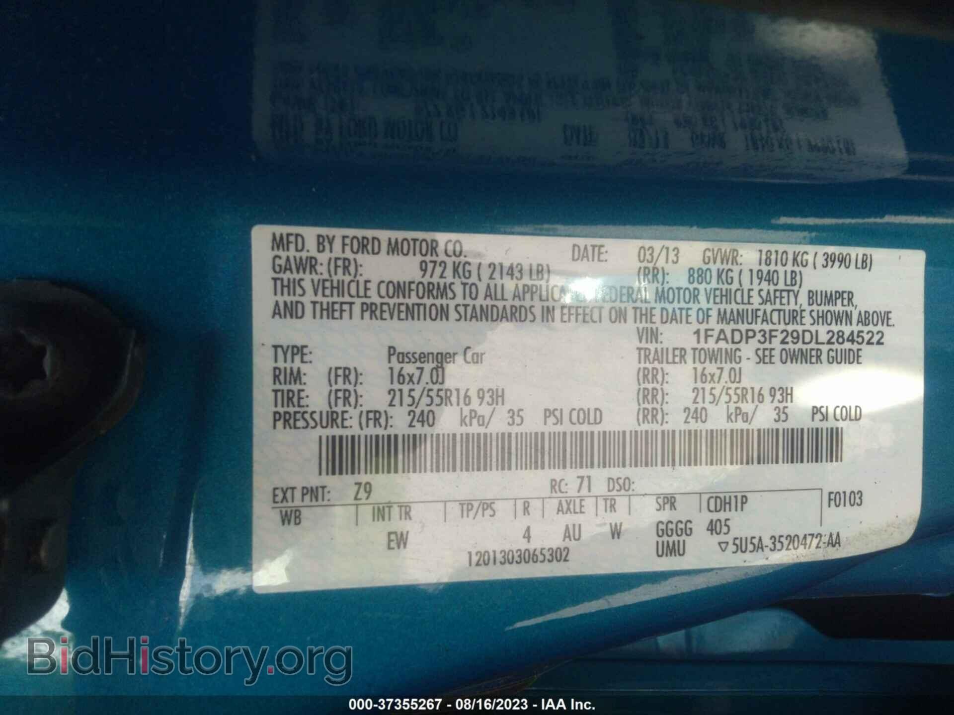 2013 FORD FOCUS - VIN: 1FADP3F29DL284522 - Photo 9
