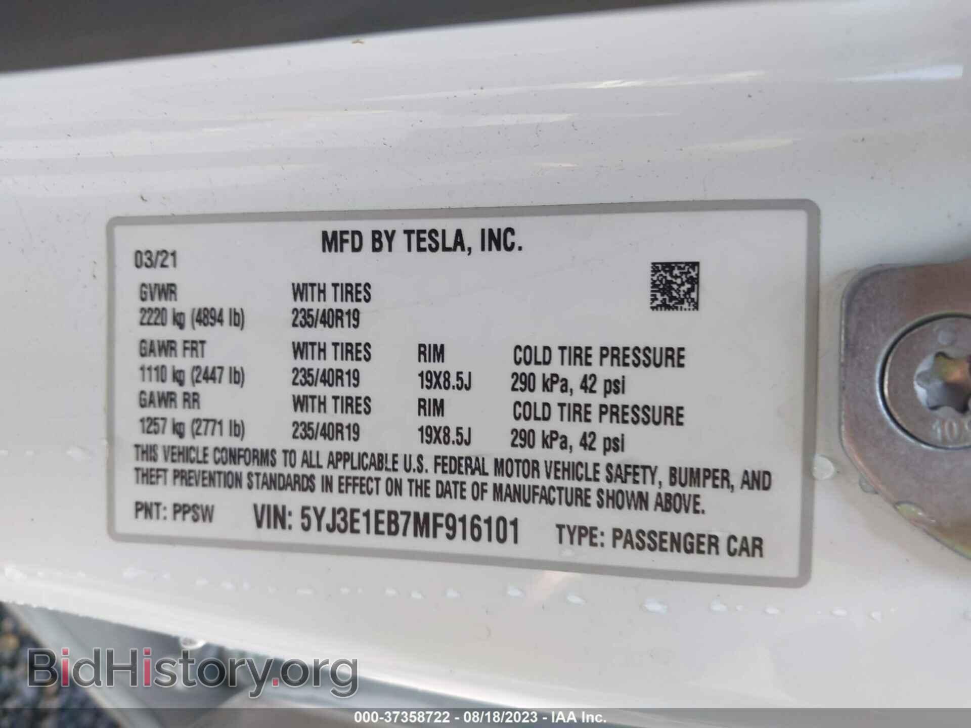 2021 TESLA MODEL 3 - VIN: 5YJ3E1EB7MF916101 - Photo 9
