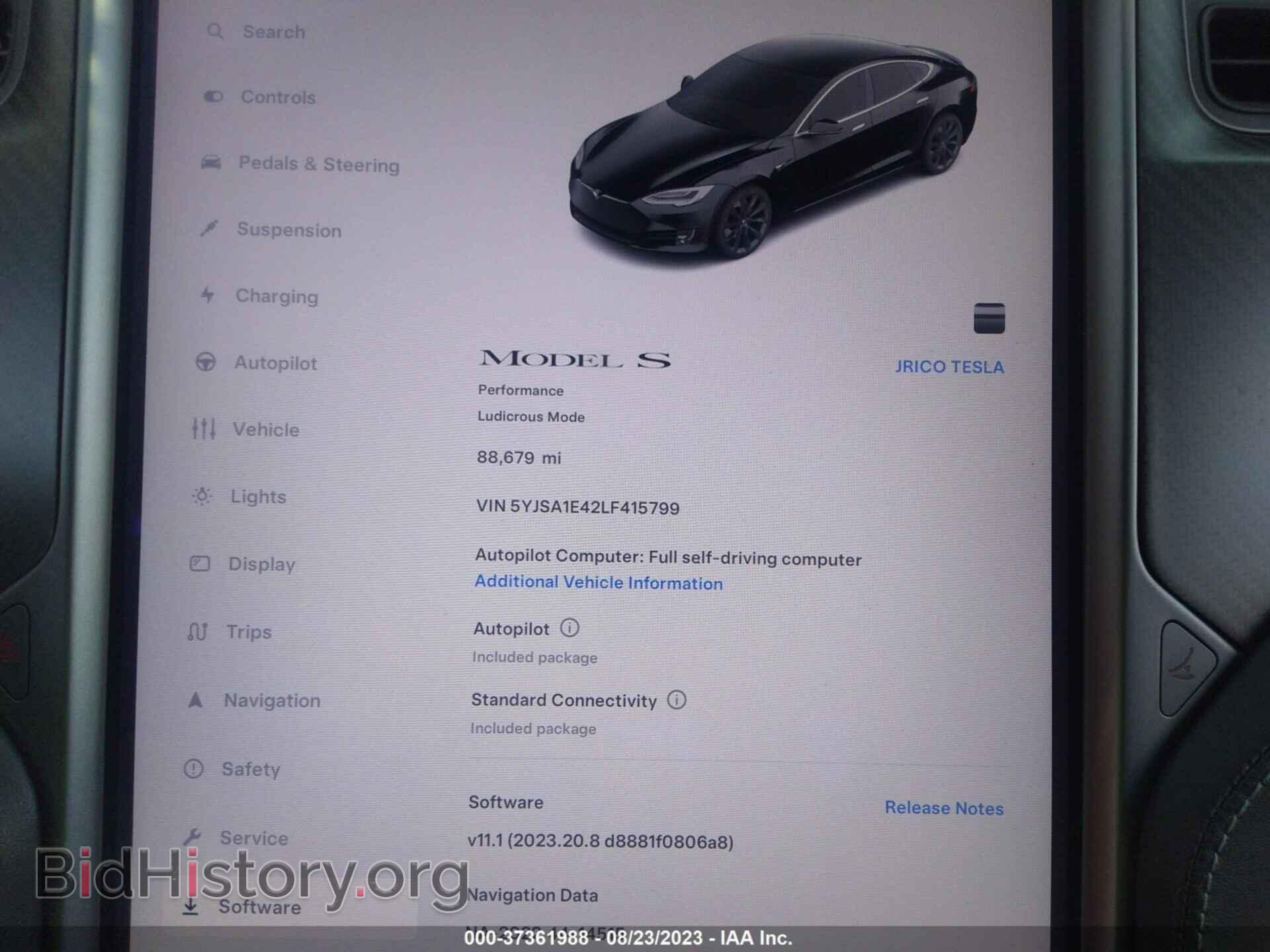 2020 TESLA MODEL S - VIN: 5YJSA1E42LF415799 - Photo 7