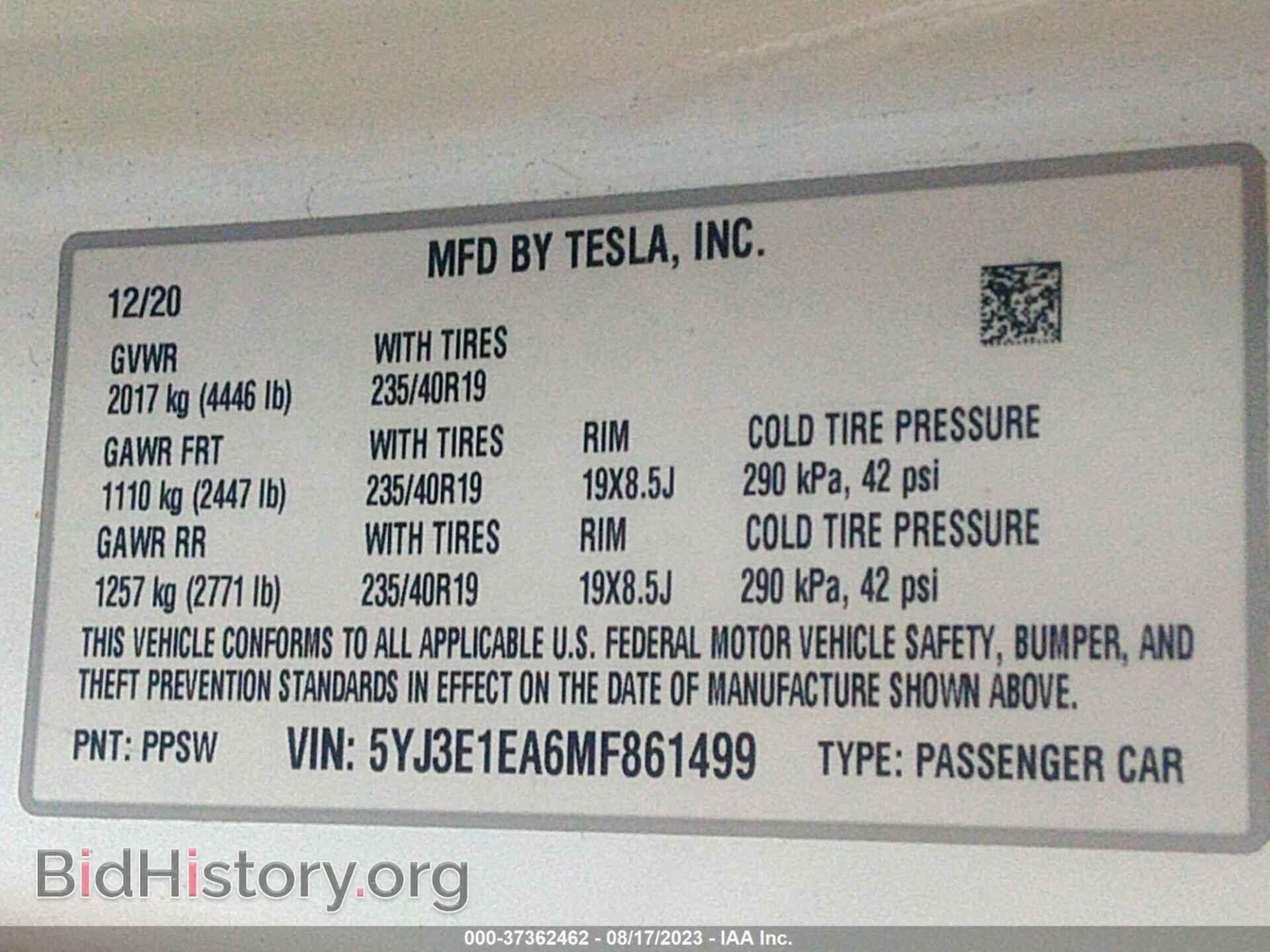 2021 TESLA MODEL 3 - VIN: 5YJ3E1EA6MF861499 - Photo 9