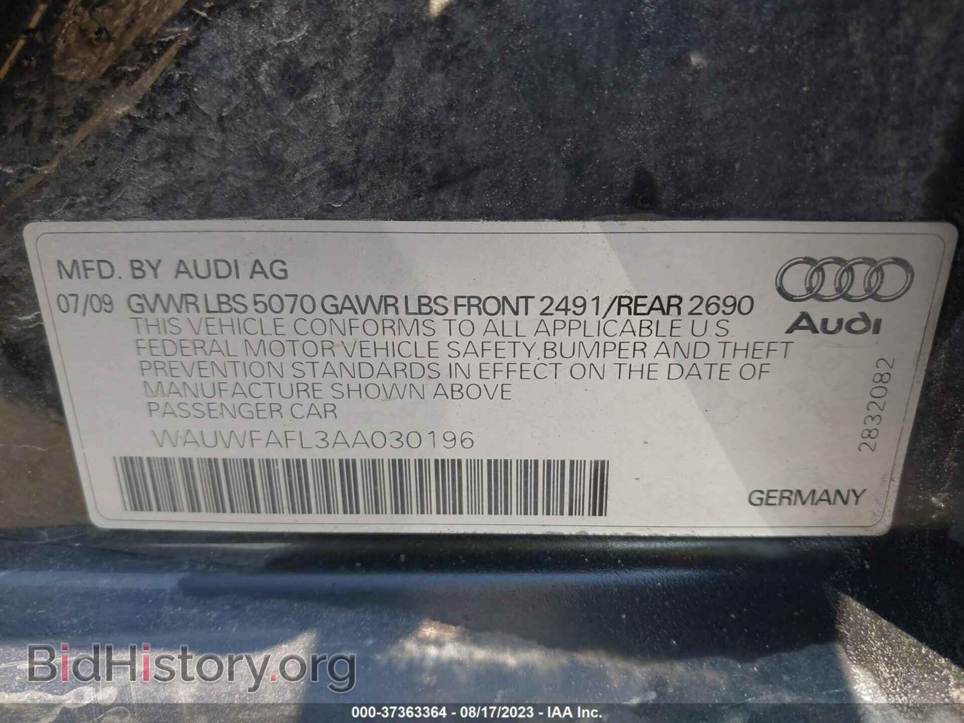 2010 AUDI A4 - VIN: WAUWFAFL3AA030196 - Фото 9