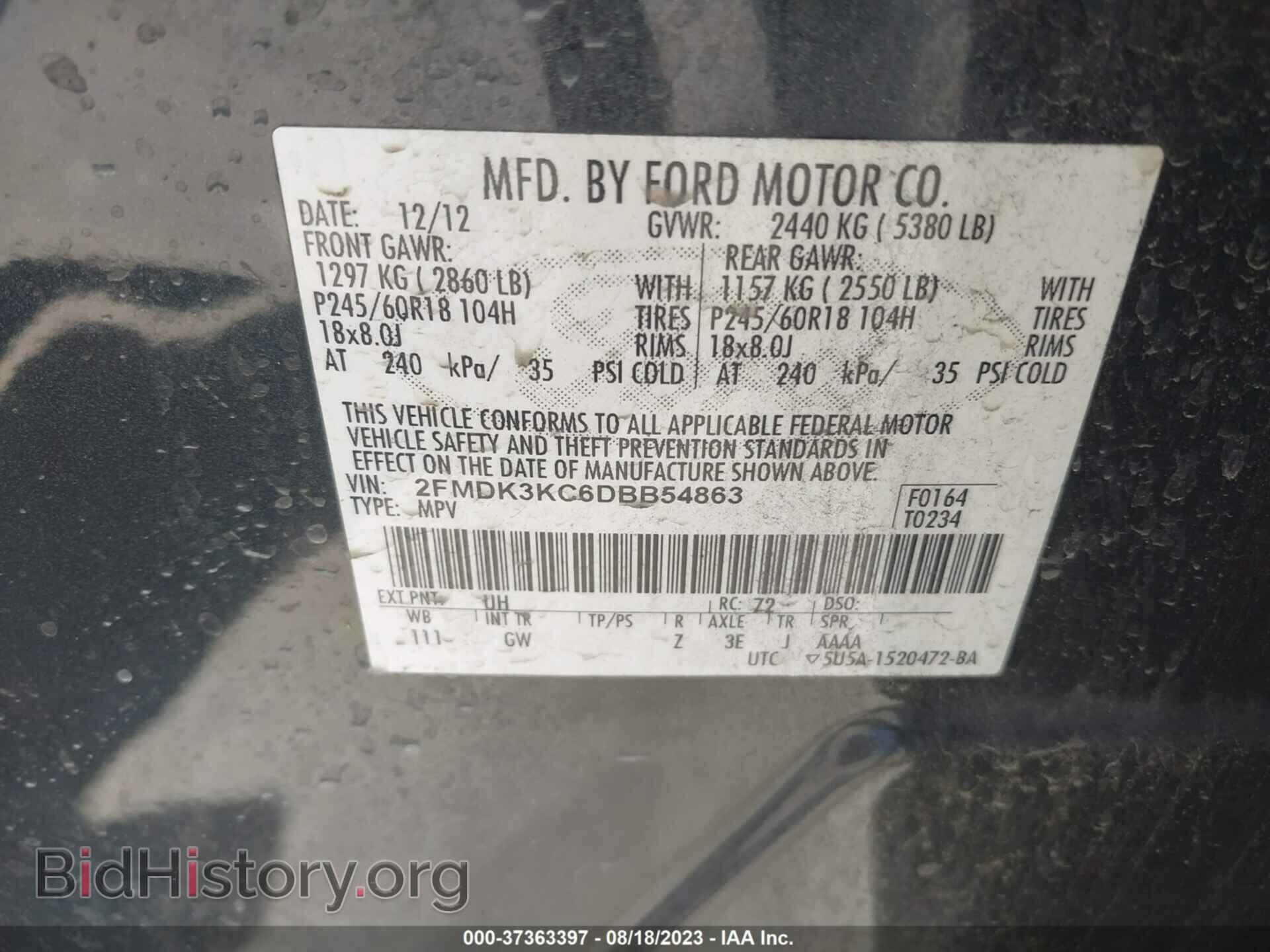 2013 FORD EDGE - VIN: 2FMDK3KC6DBB54863 - Photo 9