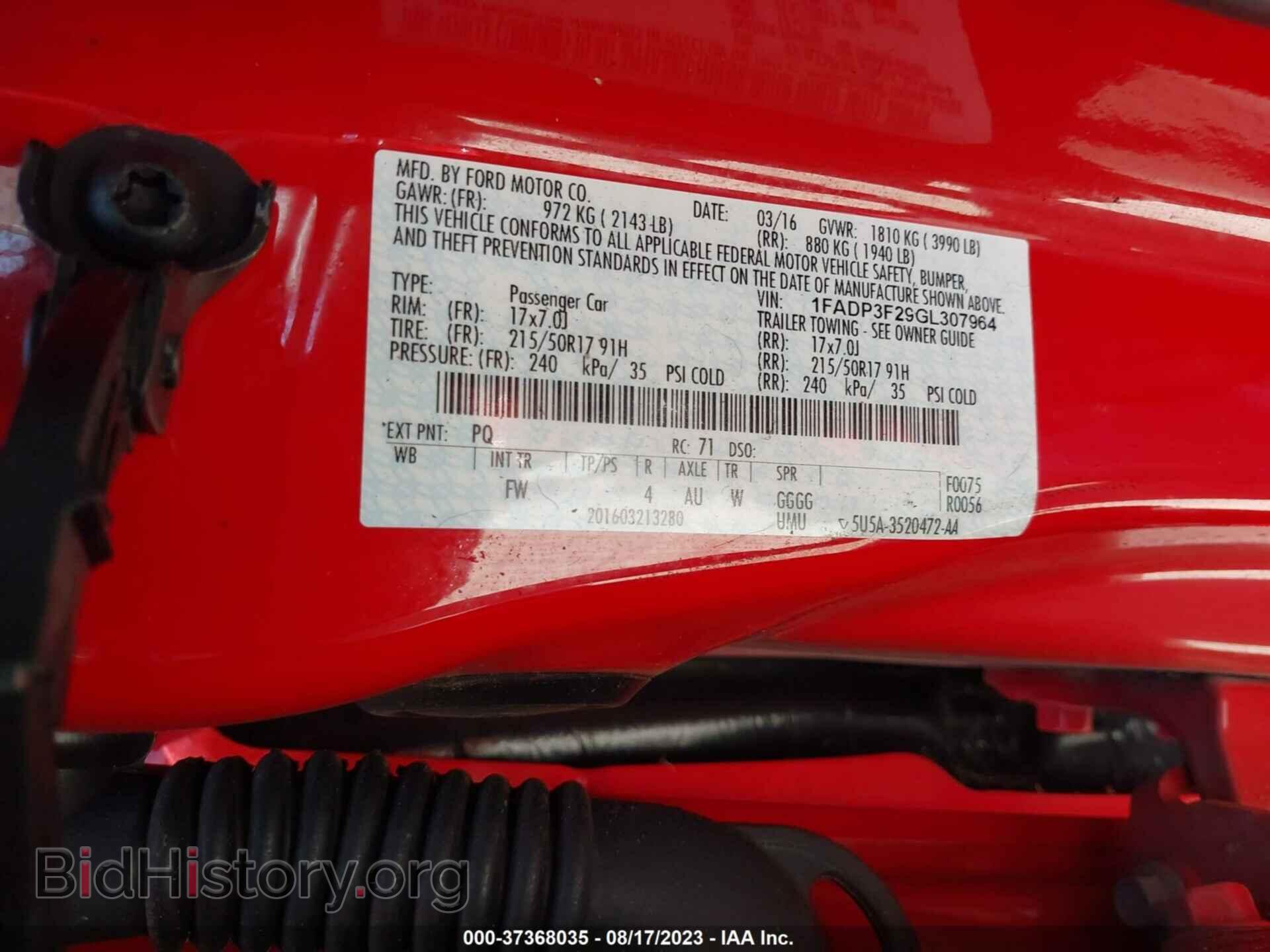 2016 FORD FOCUS - VIN: 1FADP3F29GL307964 - Фото 9