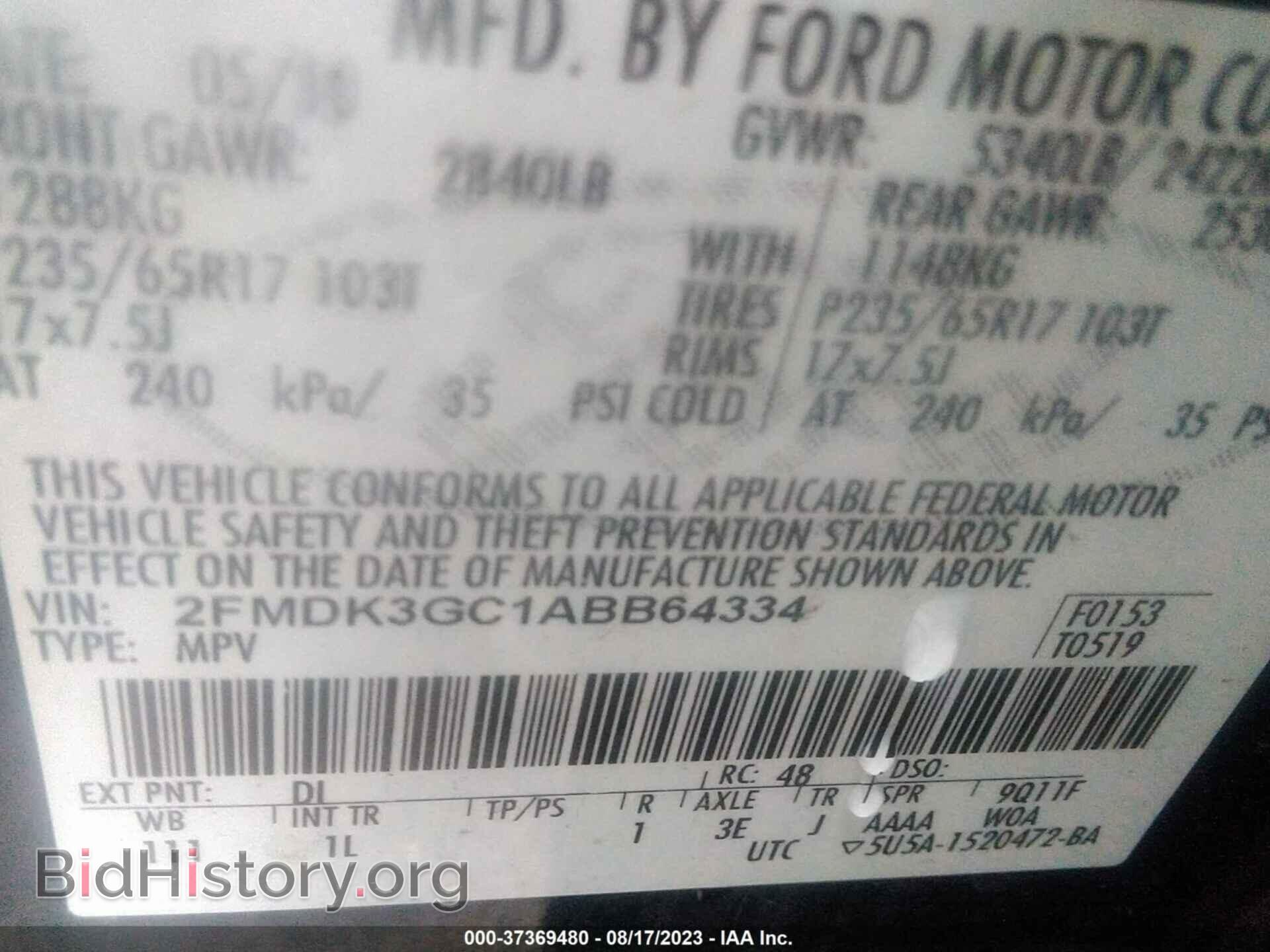 2010 FORD EDGE - VIN: 2FMDK3GC1ABB64334 - Фото 9