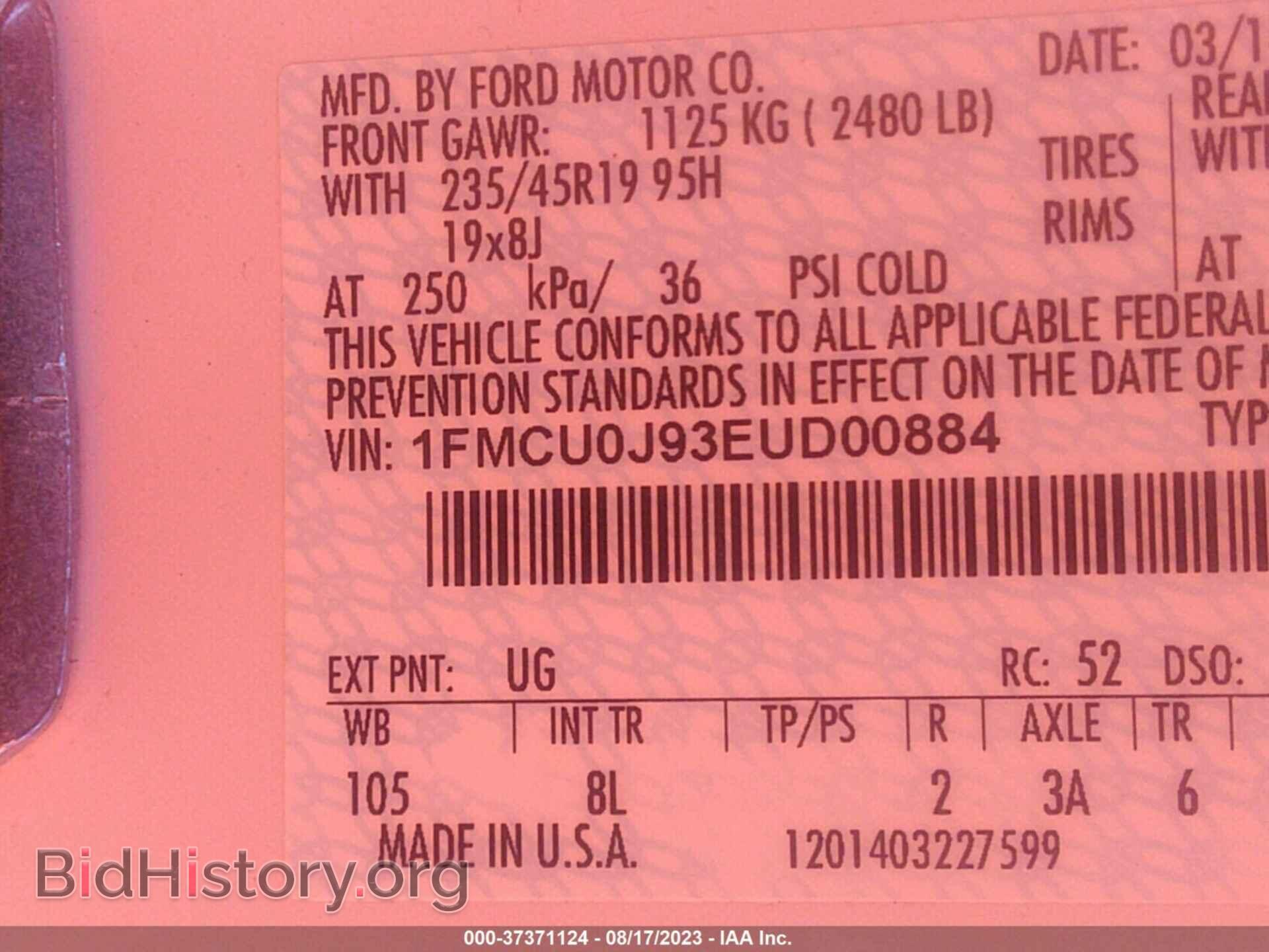 2014 FORD ESCAPE - VIN: 1FMCU0J93EUD00884 - Photo 9