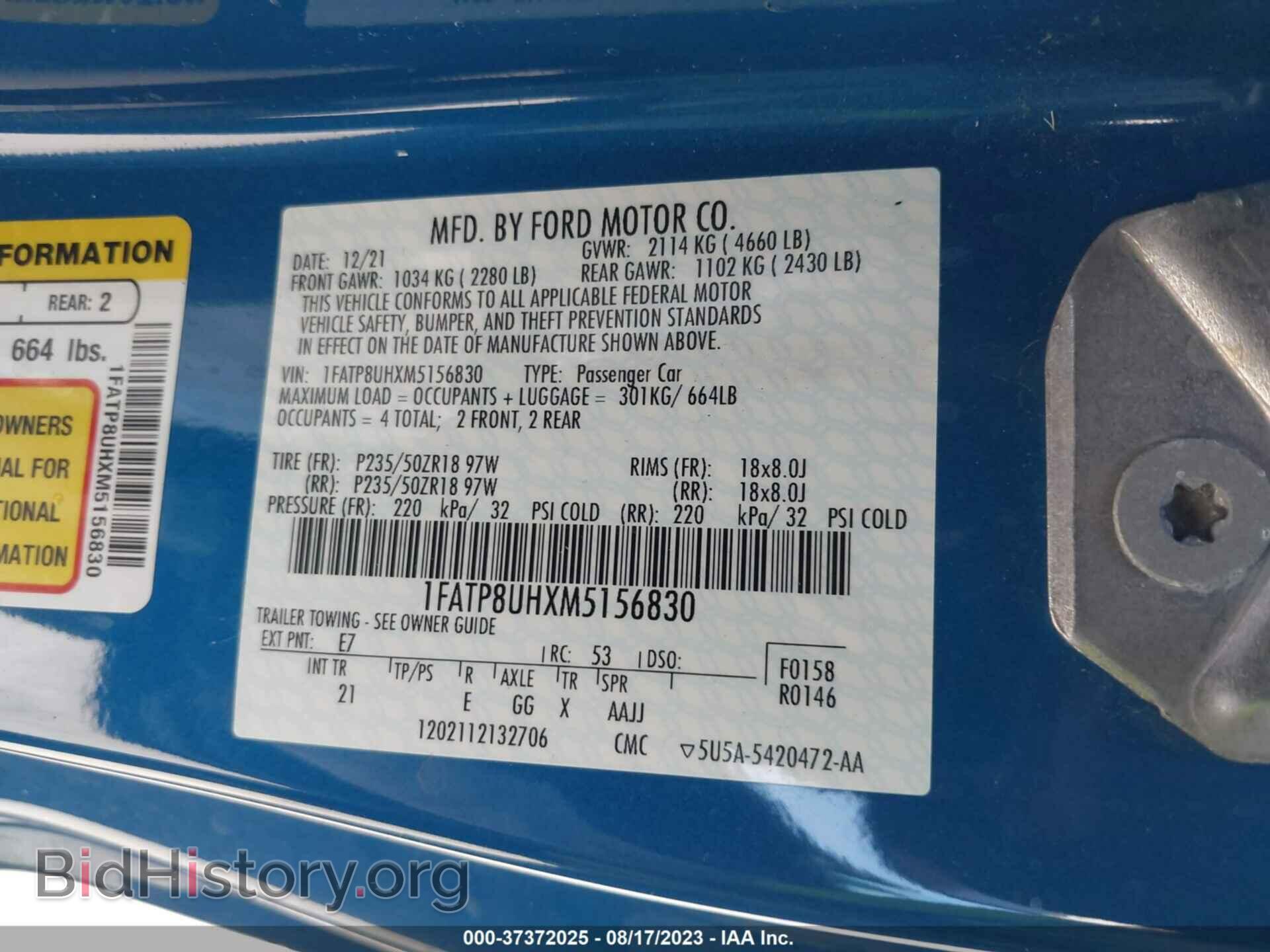 2021 FORD MUSTANG - VIN: 1FATP8UHXM5156830 - Фото 9