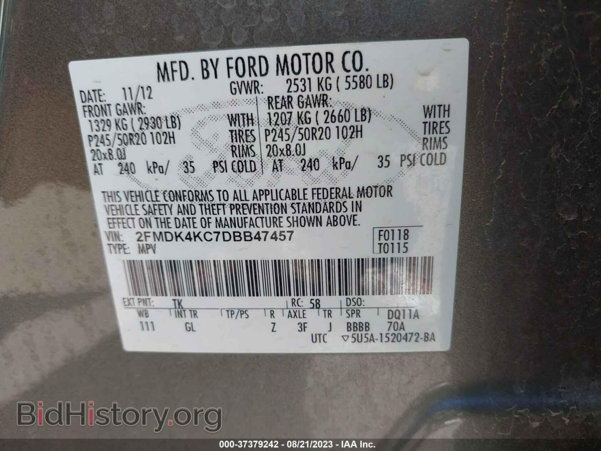 2013 FORD EDGE - VIN: 2FMDK4KC7DBB47457 - Photo 9