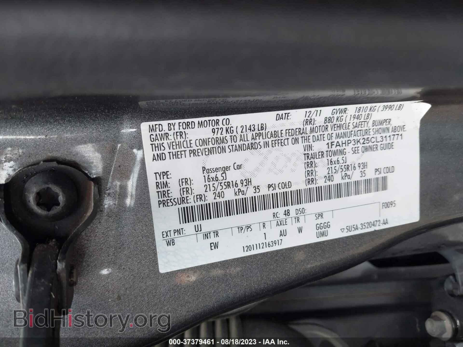 2012 FORD FOCUS - VIN: 1FAHP3K25CL311771 - Фото 9