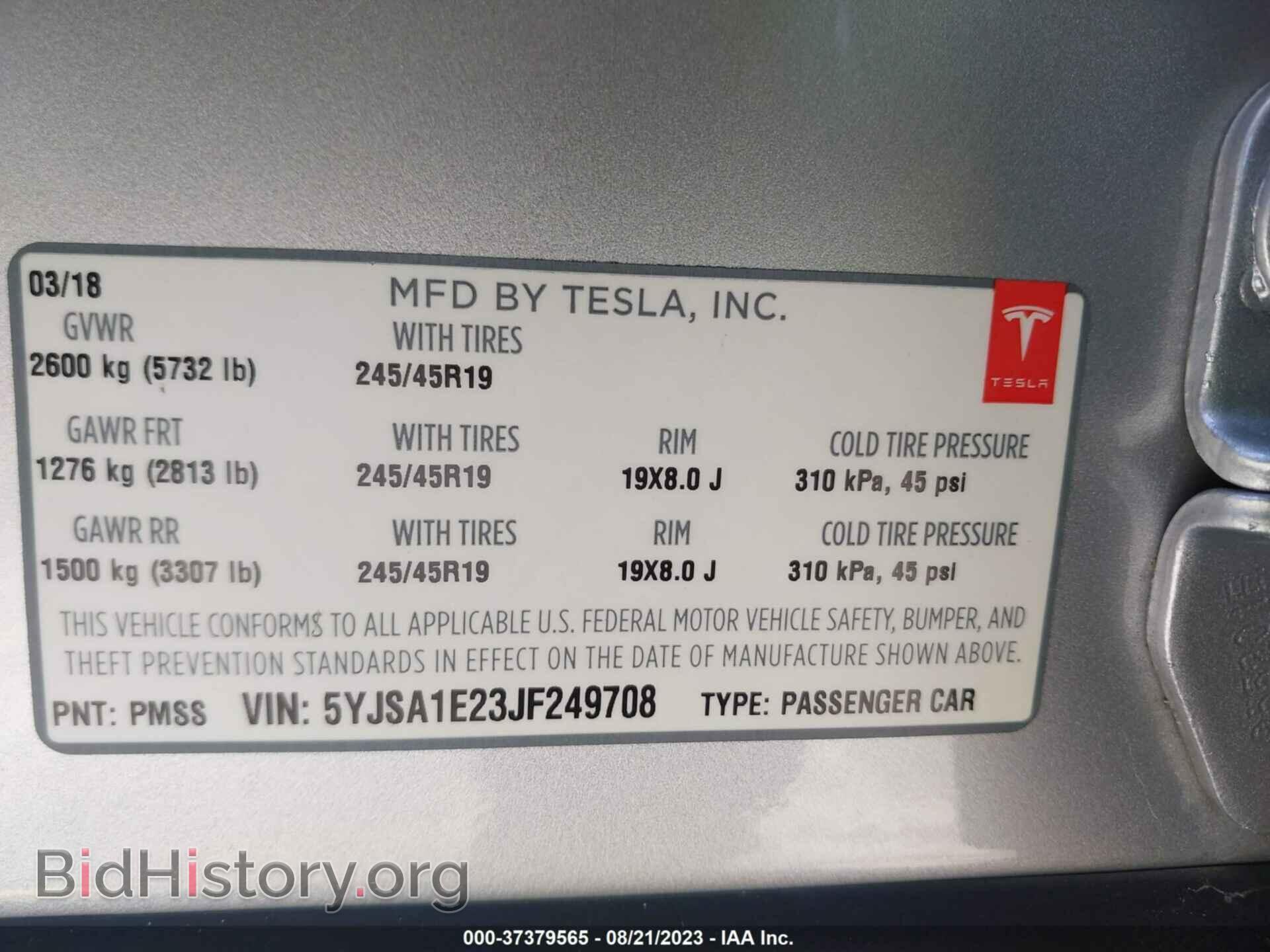 2018 TESLA MODEL S - VIN: 5YJSA1E23JF249708 - Photo 8