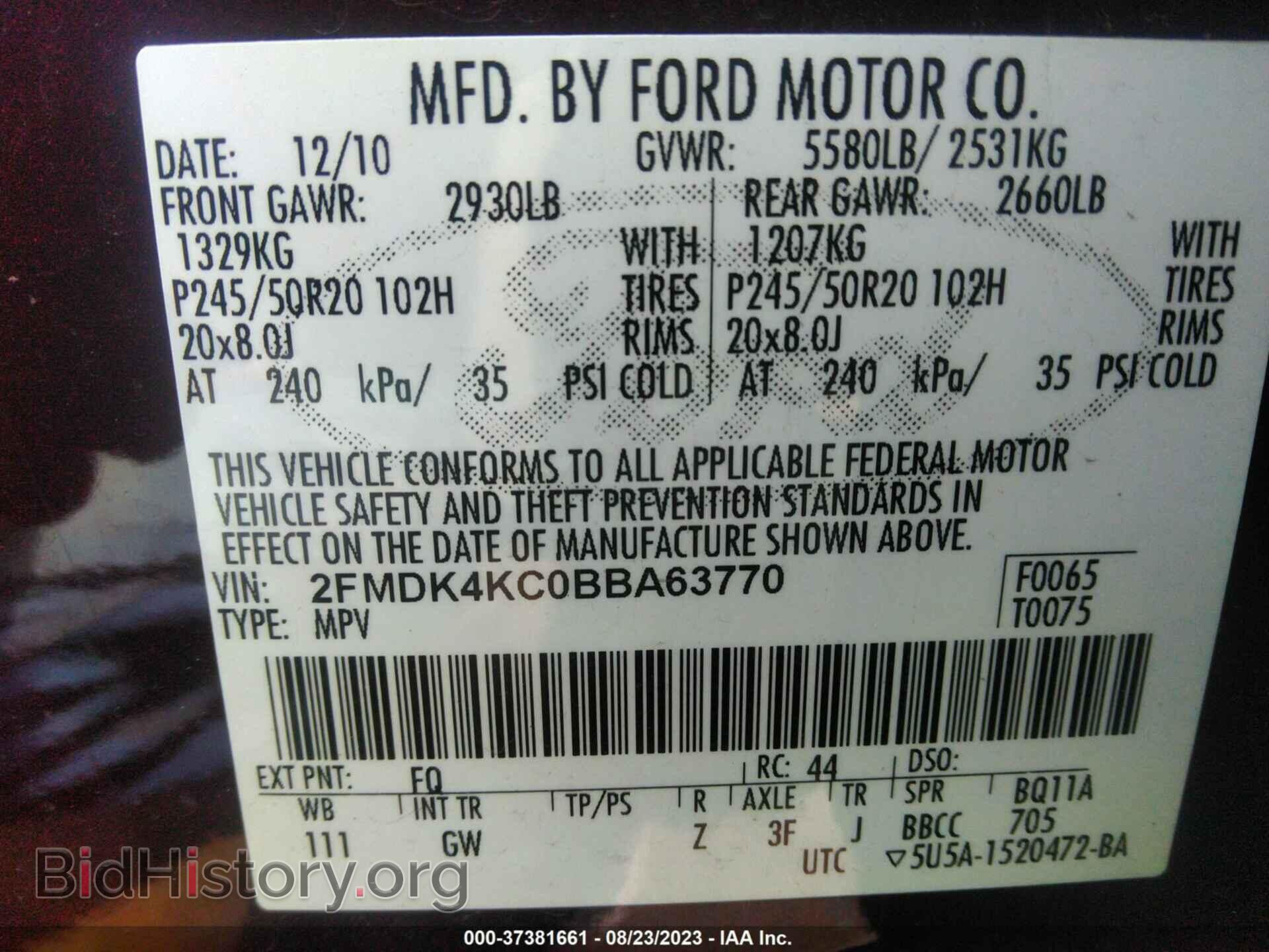 2011 FORD EDGE - VIN: 2FMDK4KC0BBA63770 - Photo 9