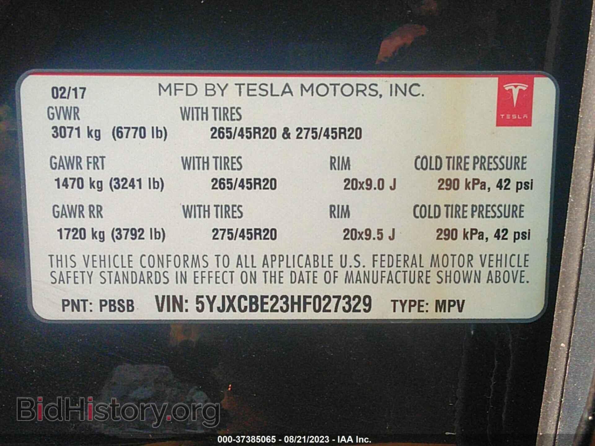 2017 TESLA MODEL X - VIN: 5YJXCBE23HF027329 - Photo 9