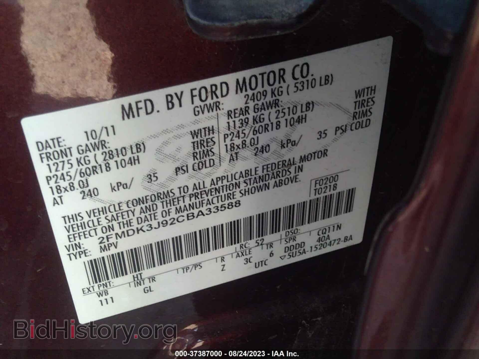 2012 FORD EDGE - VIN: 2FMDK3J92CBA33588 - Photo 9