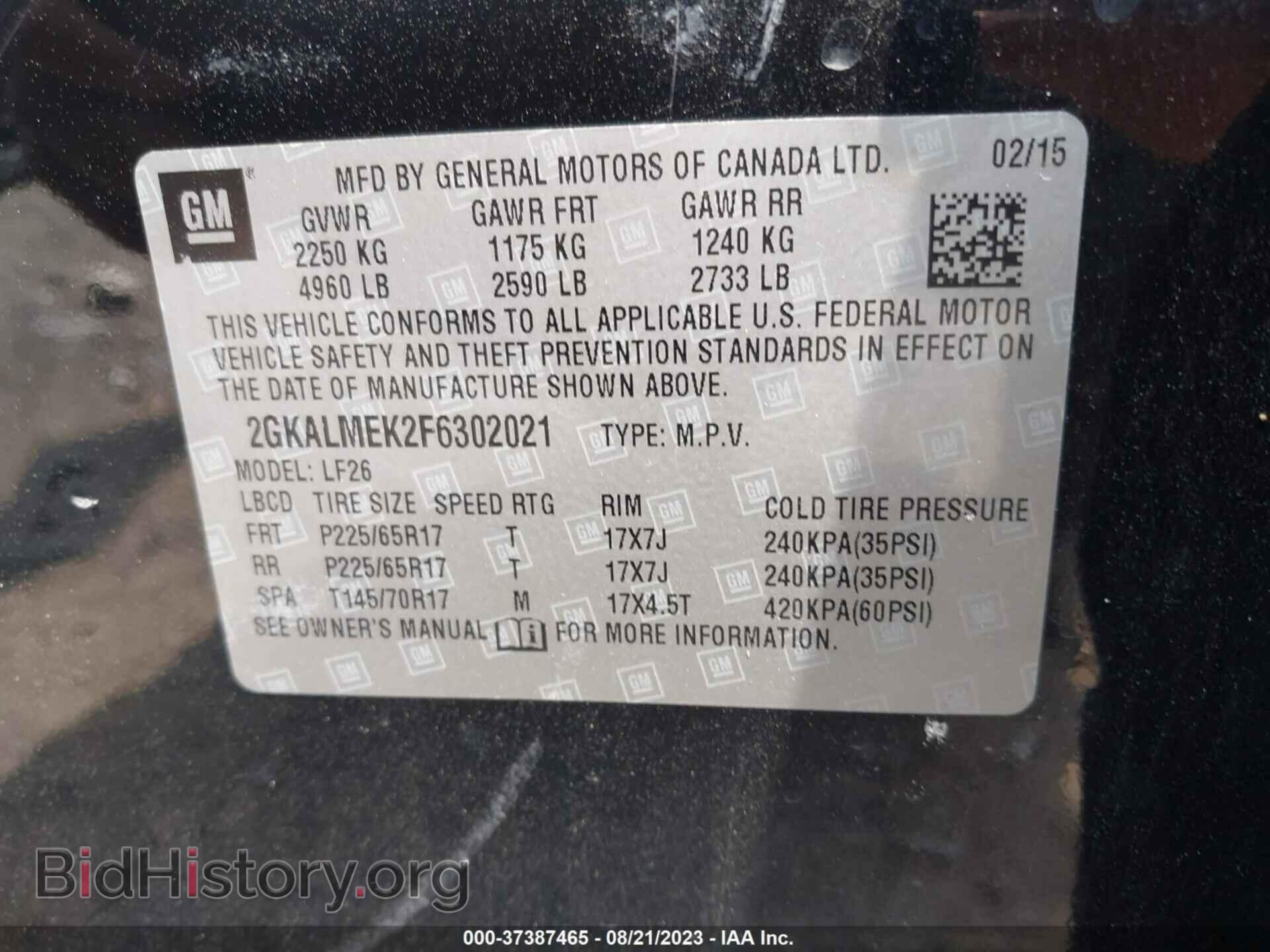2015 GMC TERRAIN - VIN: 2GKALMEK2F6302021 - Photo 9