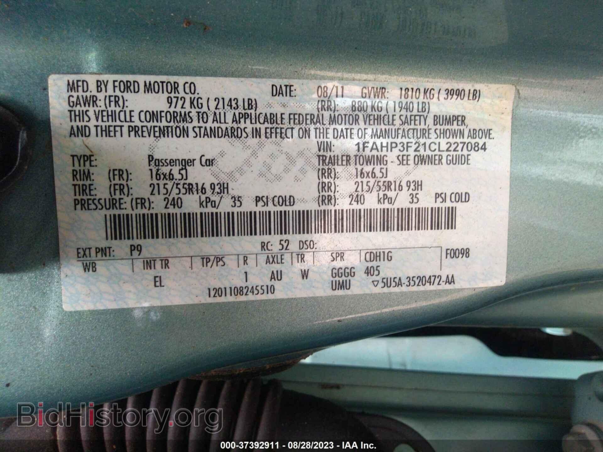 2012 FORD FOCUS - VIN: 1FAHP3F21CL227084 - Фото 9