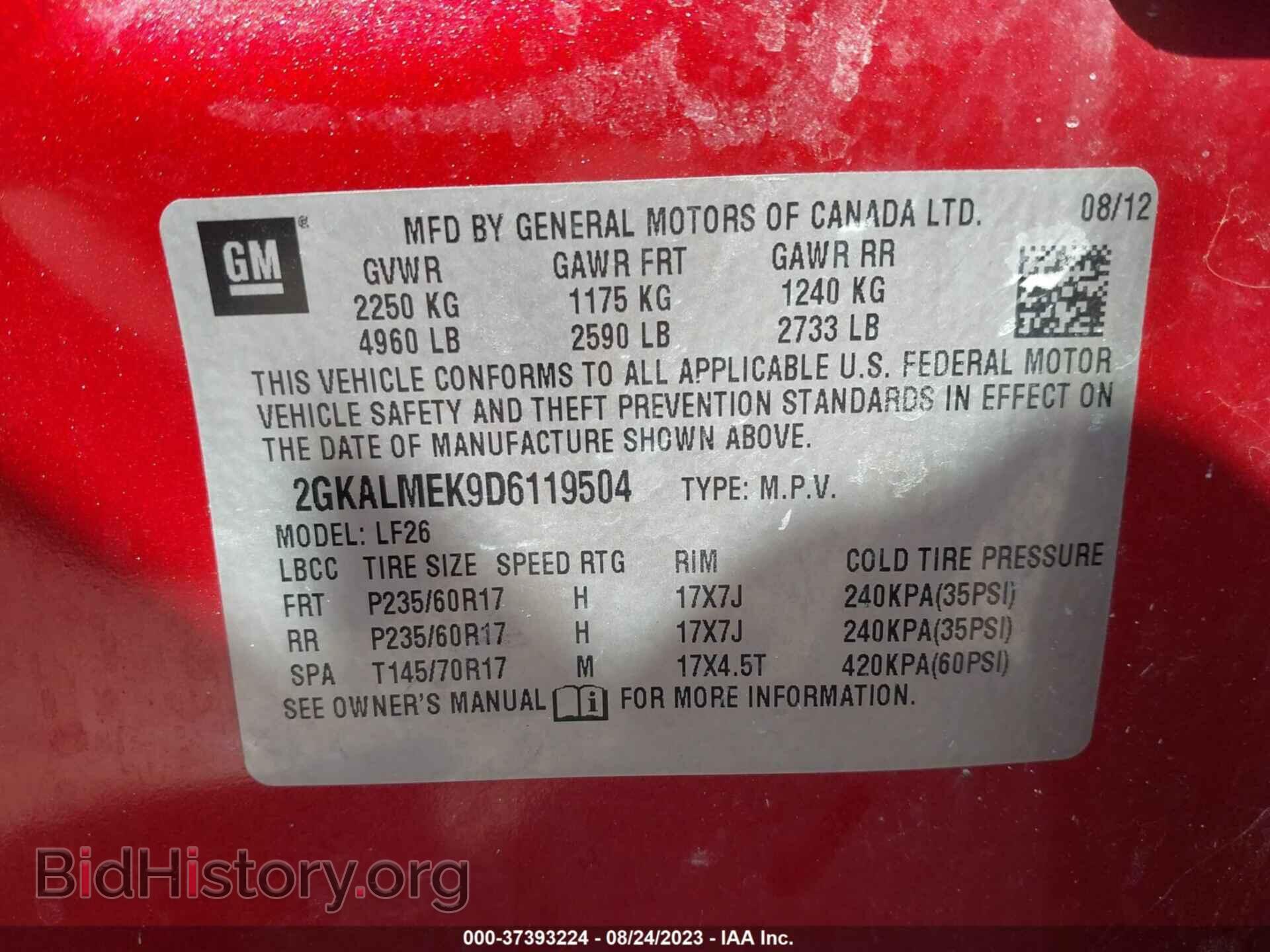 2013 GMC TERRAIN - VIN: 2GKALMEK9D6119504 - Photo 9