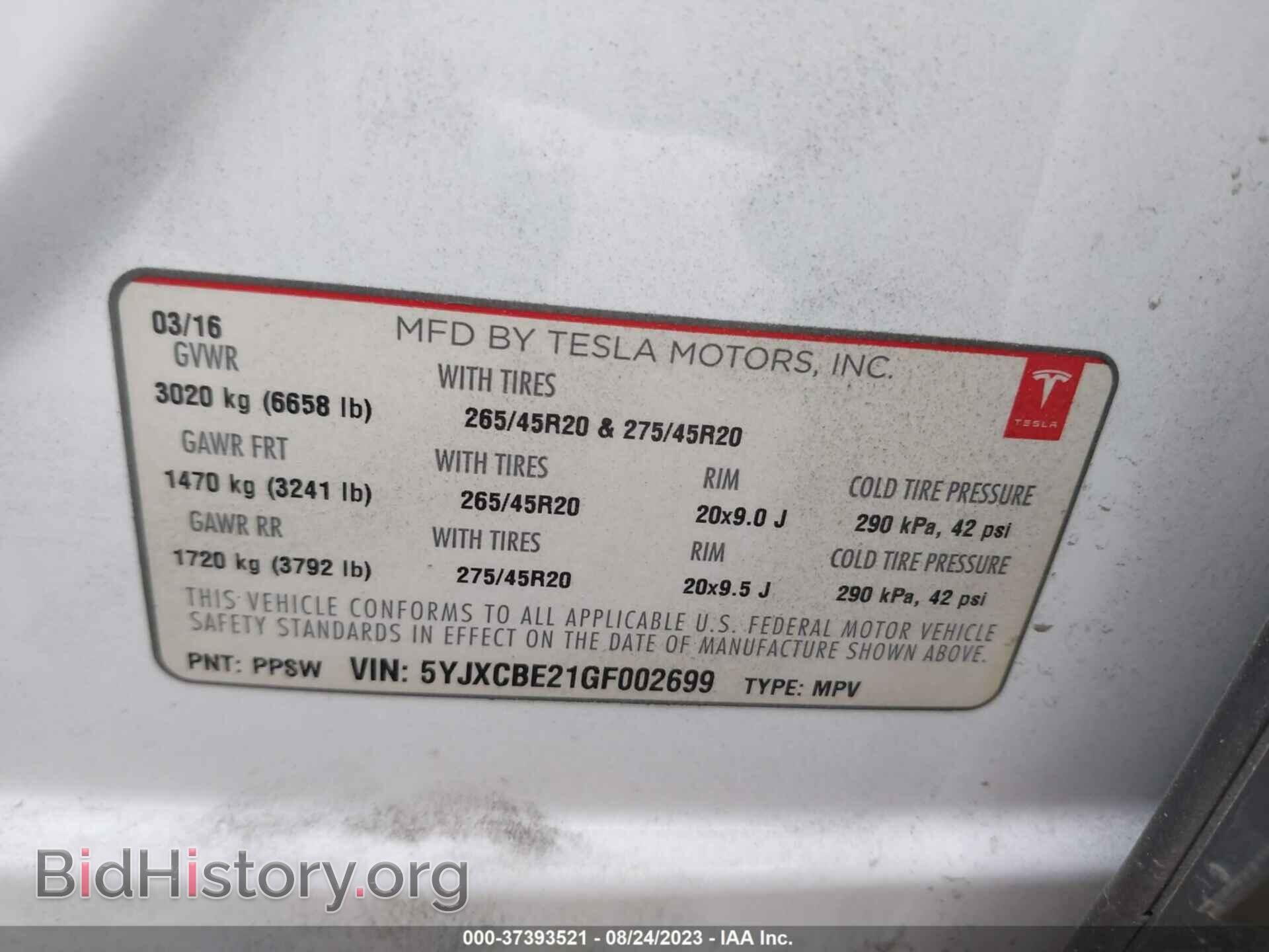 2016 TESLA MODEL X - VIN: 5YJXCBE21GF002699 - Photo 8