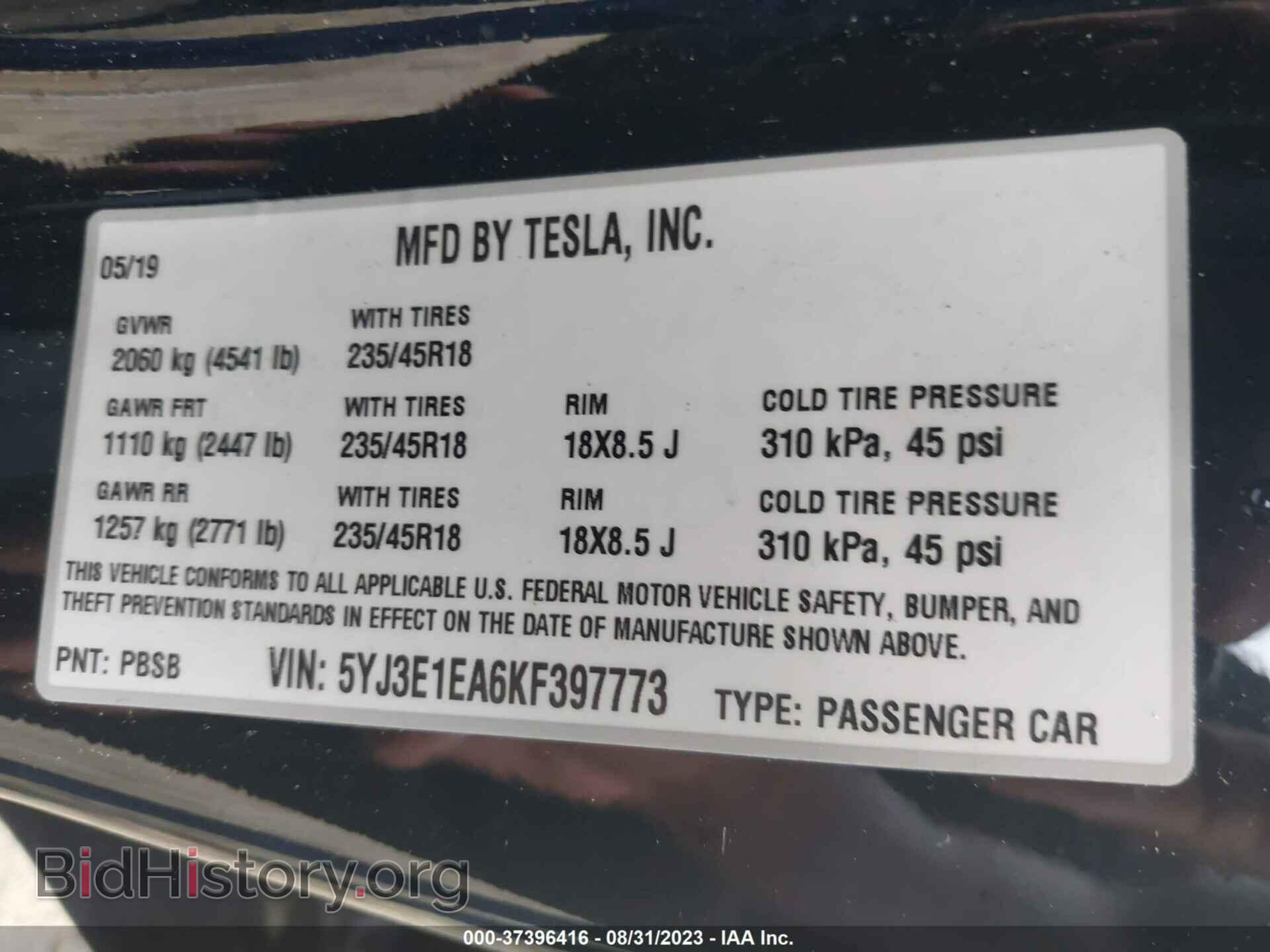 2019 TESLA MODEL 3 - VIN: 5YJ3E1EA6KF397773 - Photo 9