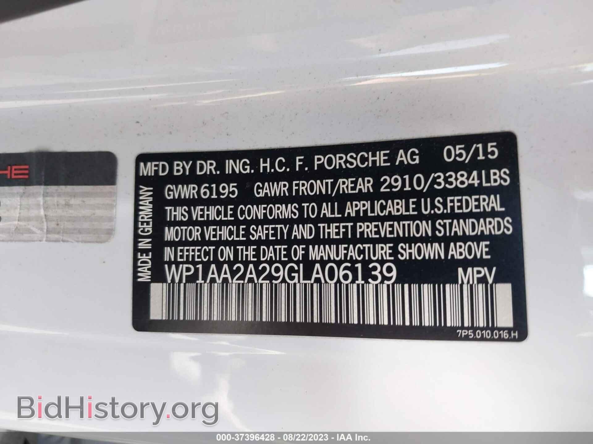 2016 PORSCHE CAYENNE - VIN: WP1AA2A29GLA06139 - Фото 8