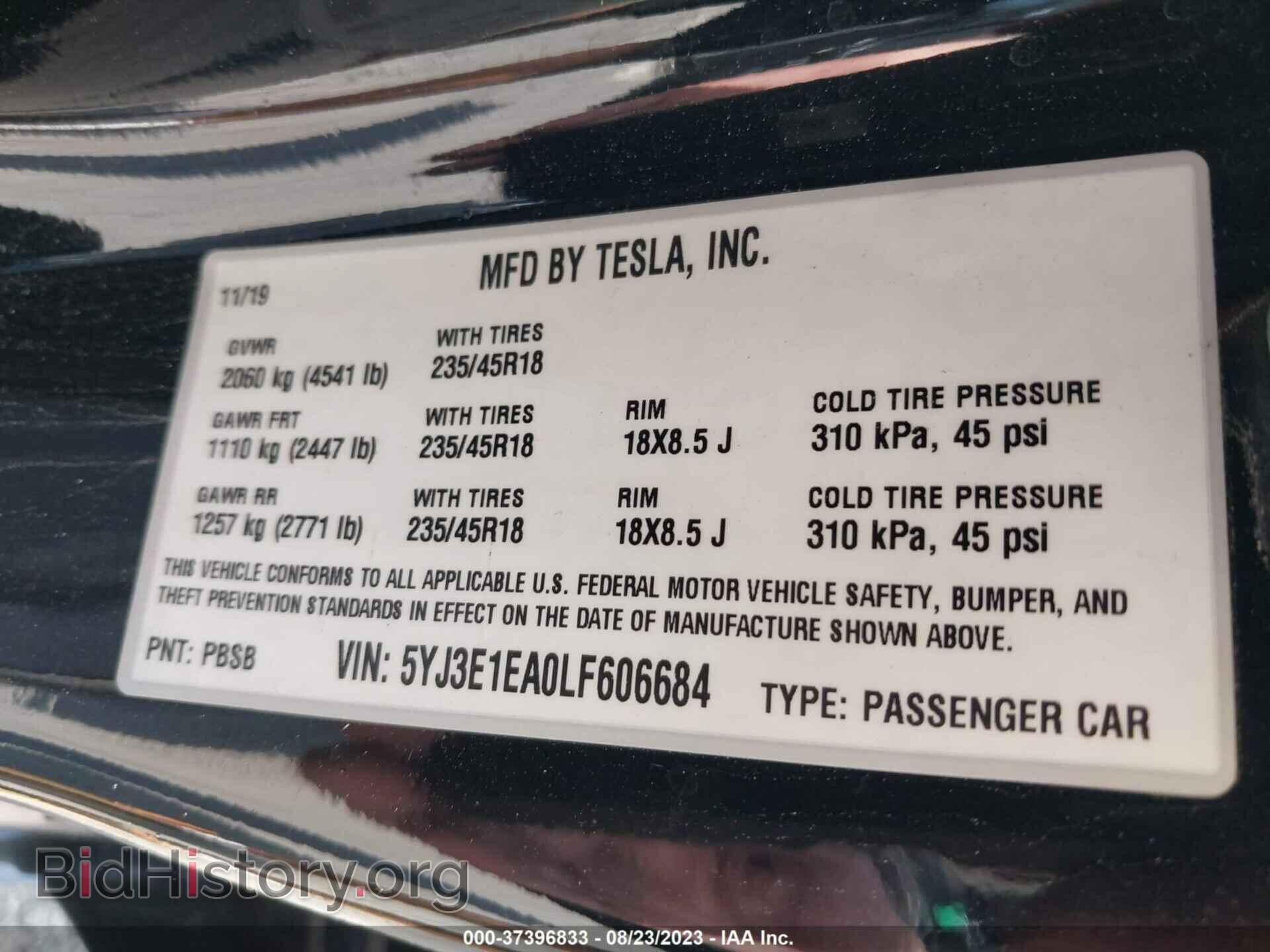 2020 TESLA MODEL 3 - VIN: 5YJ3E1EA0LF606684 - Фото 9