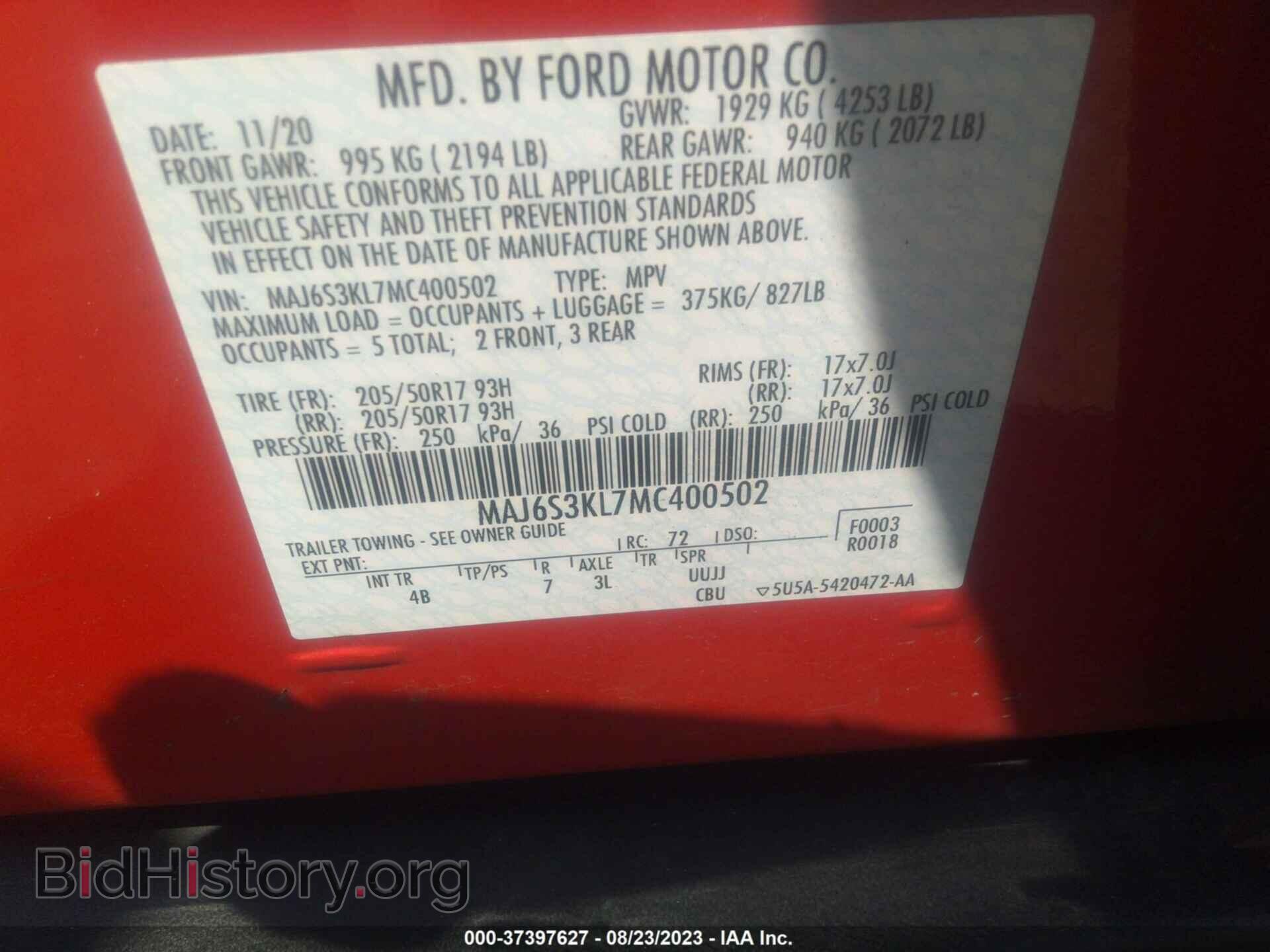 2021 FORD ECOSPORT - VIN: MAJ6S3KL7MC400502 - Photo 9