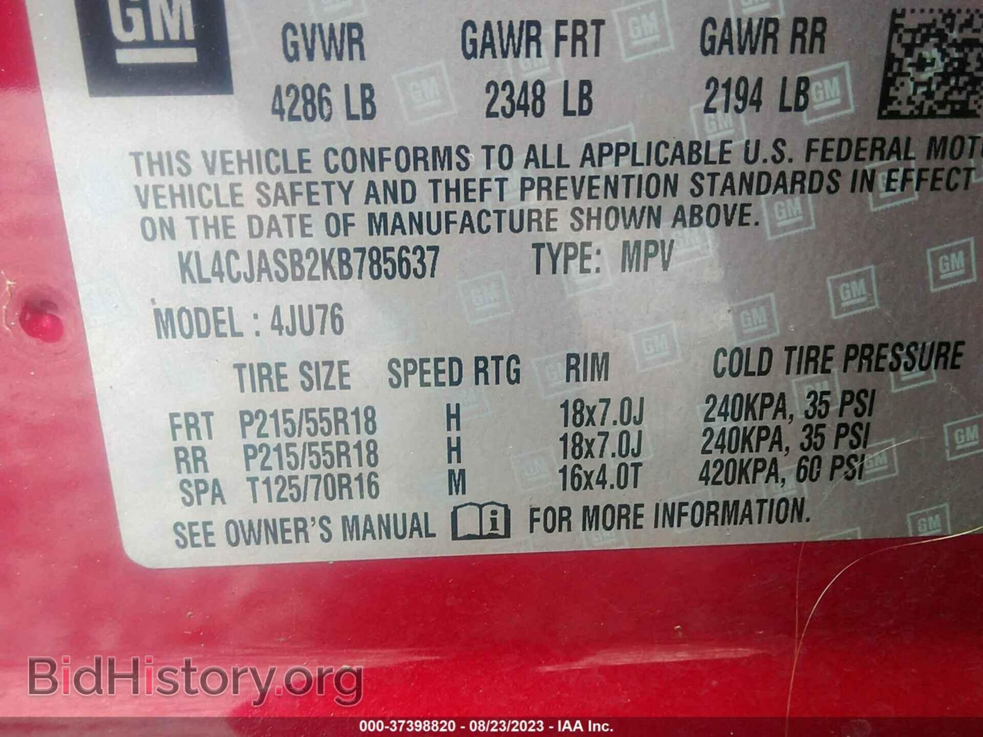 2019 BUICK ENCORE - VIN: KL4CJASB2KB785637 - Photo 9