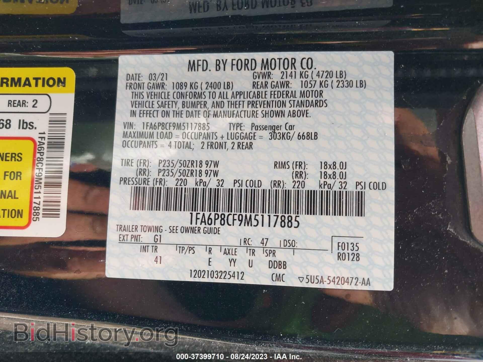 2021 FORD MUSTANG - VIN: 1FA6P8CF9M5117885 - Фото 9
