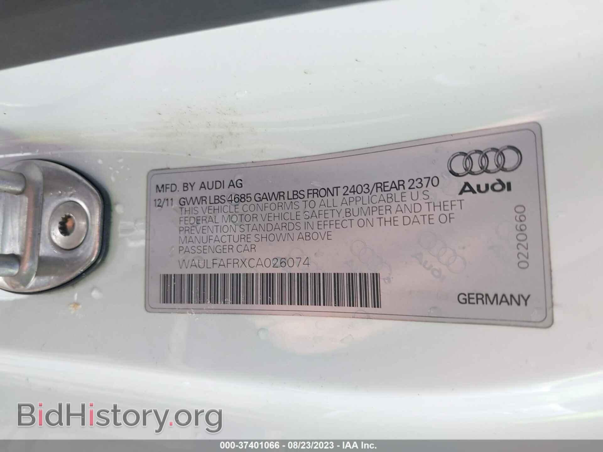 2012 AUDI A5 - VIN: WAULFAFRXCA026074 - Фото 9