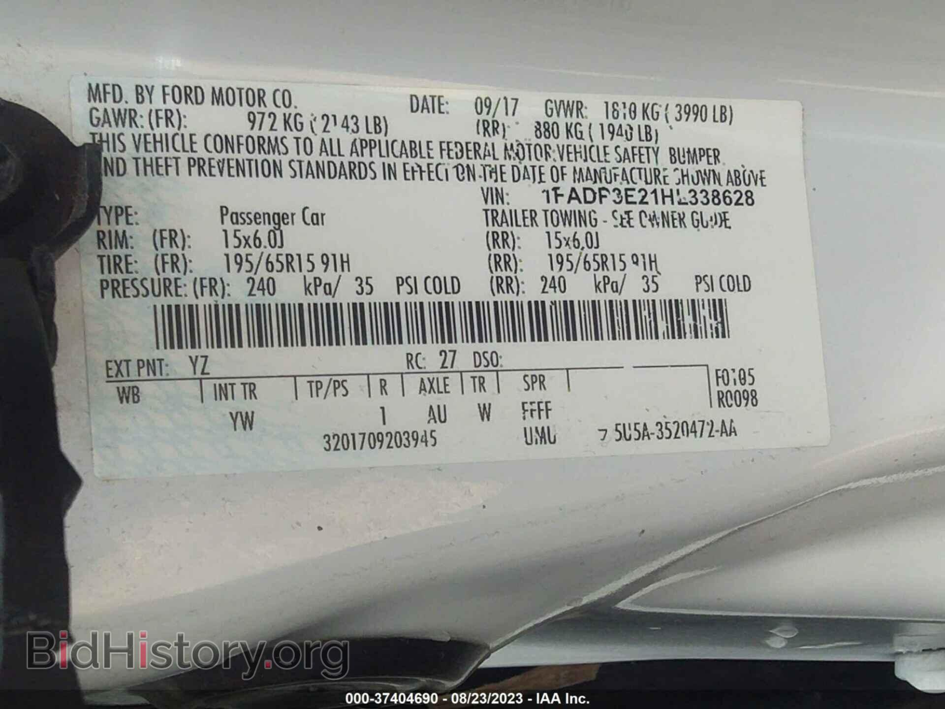 2017 FORD FOCUS - VIN: 1FADP3E21HL338628 - Фото 9