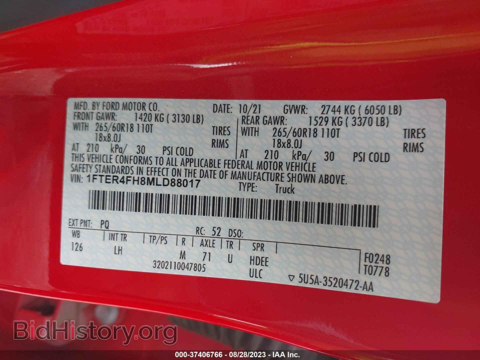2021 FORD RANGER - VIN: 1FTER4FH8MLD88017 - Фото 9