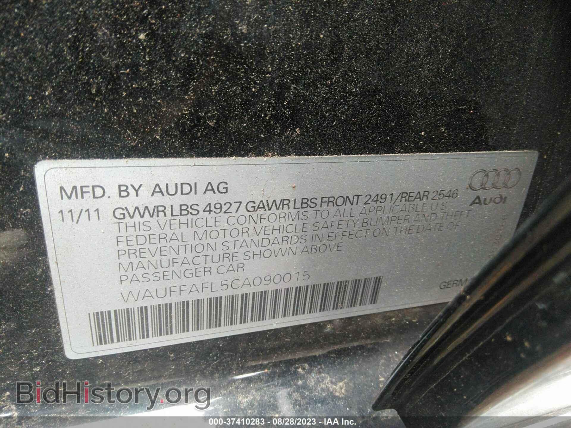 2012 AUDI A4 - VIN: WAUFFAFL5CA090015 - Фото 9
