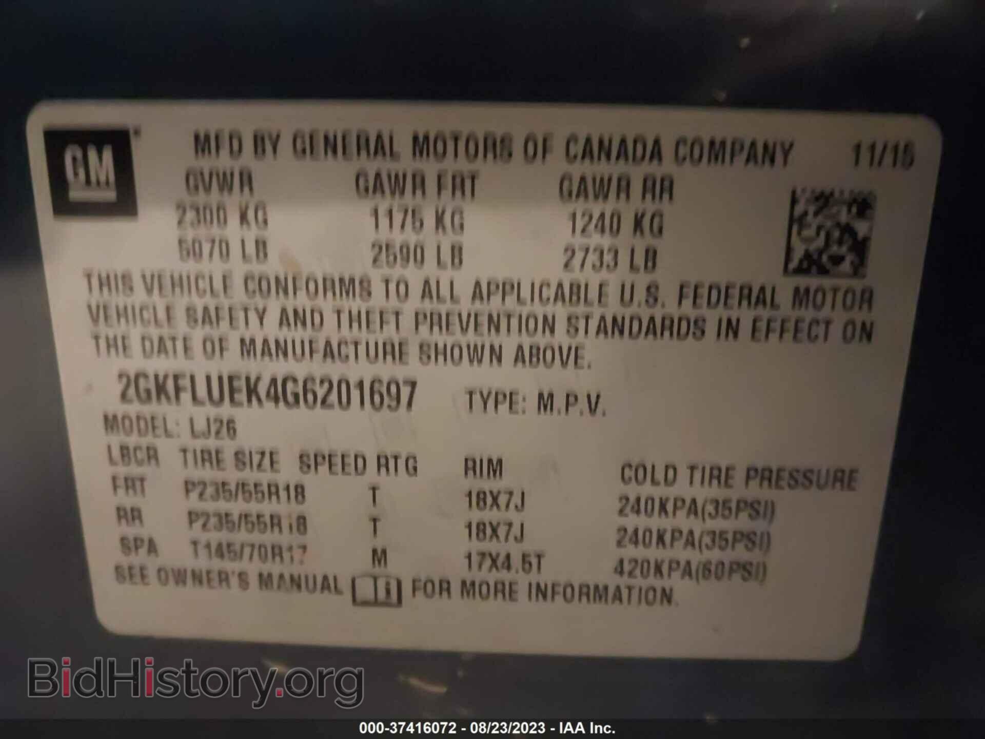 2016 GMC TERRAIN - VIN: 2GKFLUEK4G6201697 - Фото 9