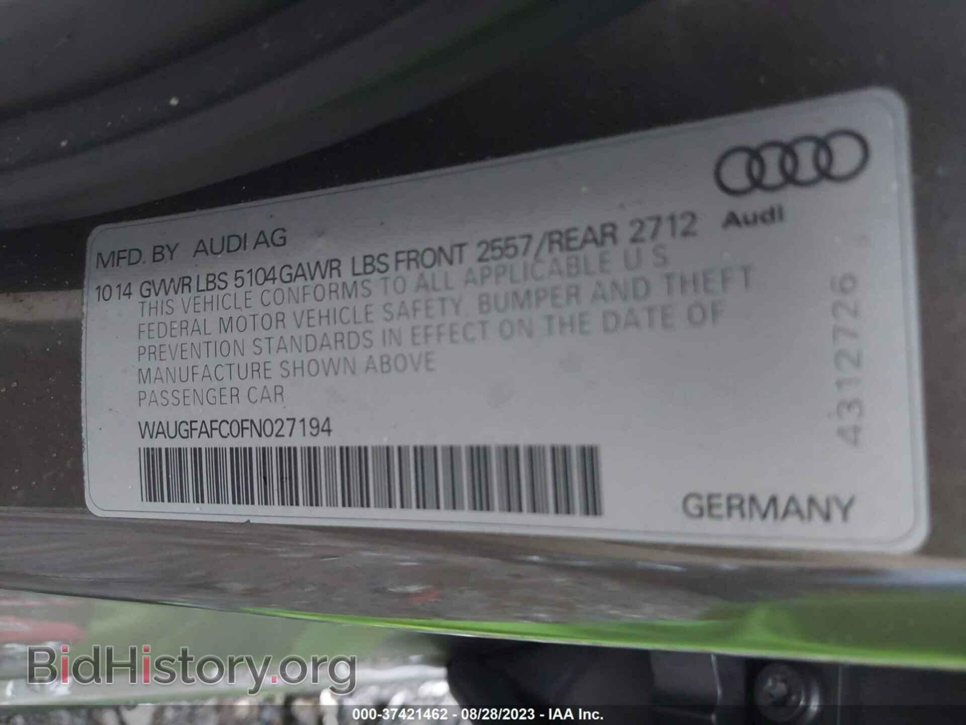 2015 AUDI A6 - VIN: WAUGFAFC0FN027194 - Фото 9